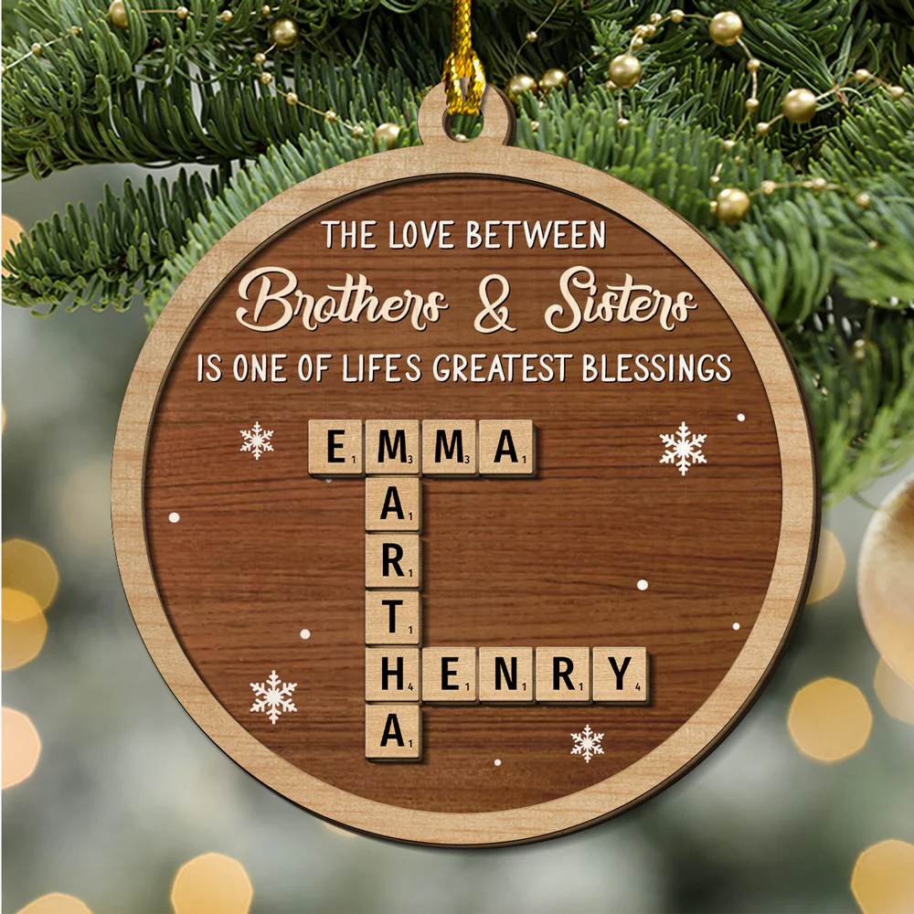 Greatest Siblings - Personalized Custom 2-Layered Wood Ornament - Image 3