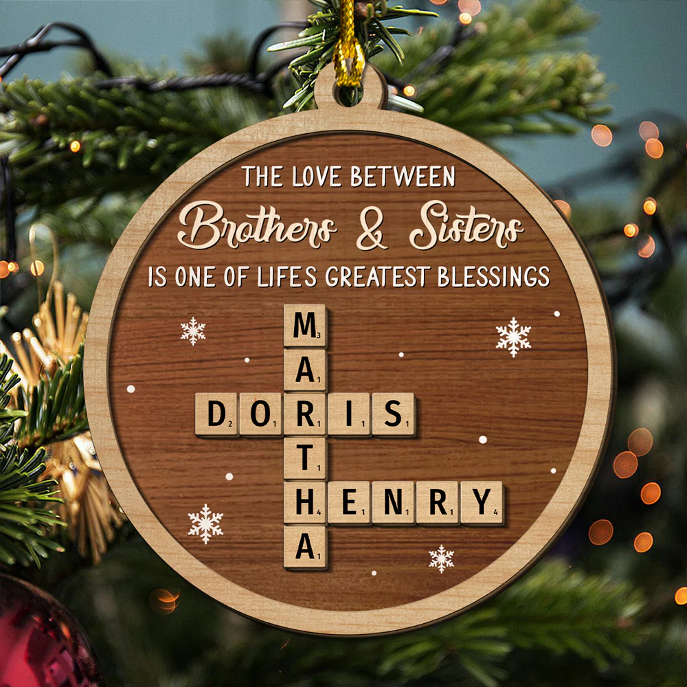 Greatest Siblings - Personalized Custom 2-Layered Wood Ornament - Image 4