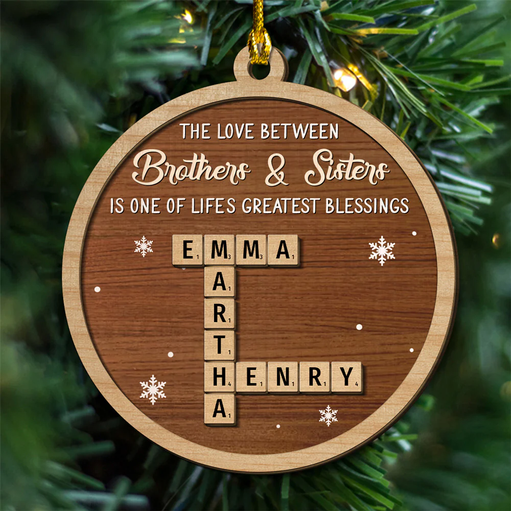Greatest Siblings - Personalized Custom 2-Layered Wood Ornament - Image 5