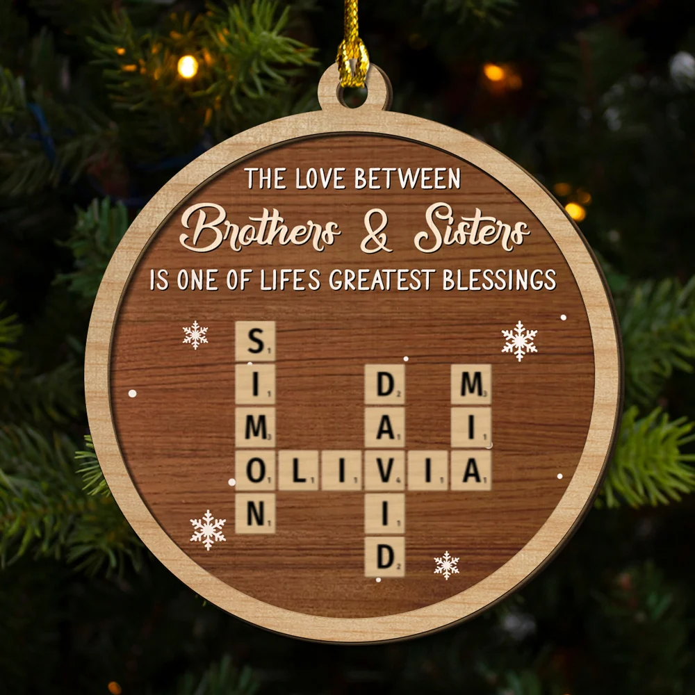 Greatest Siblings - Personalized Custom 2-Layered Wood Ornament - Image 6