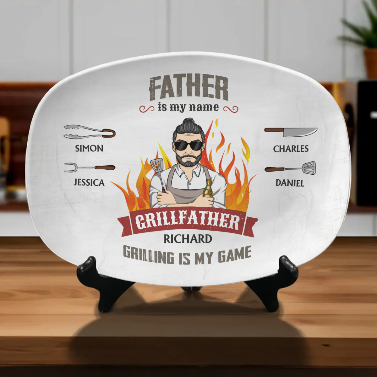 Grilling Is My Game  - Personalized Custom Platter - Image 2