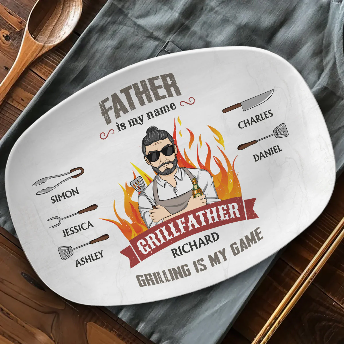 Grilling Is My Game  - Personalized Custom Platter - Image 3