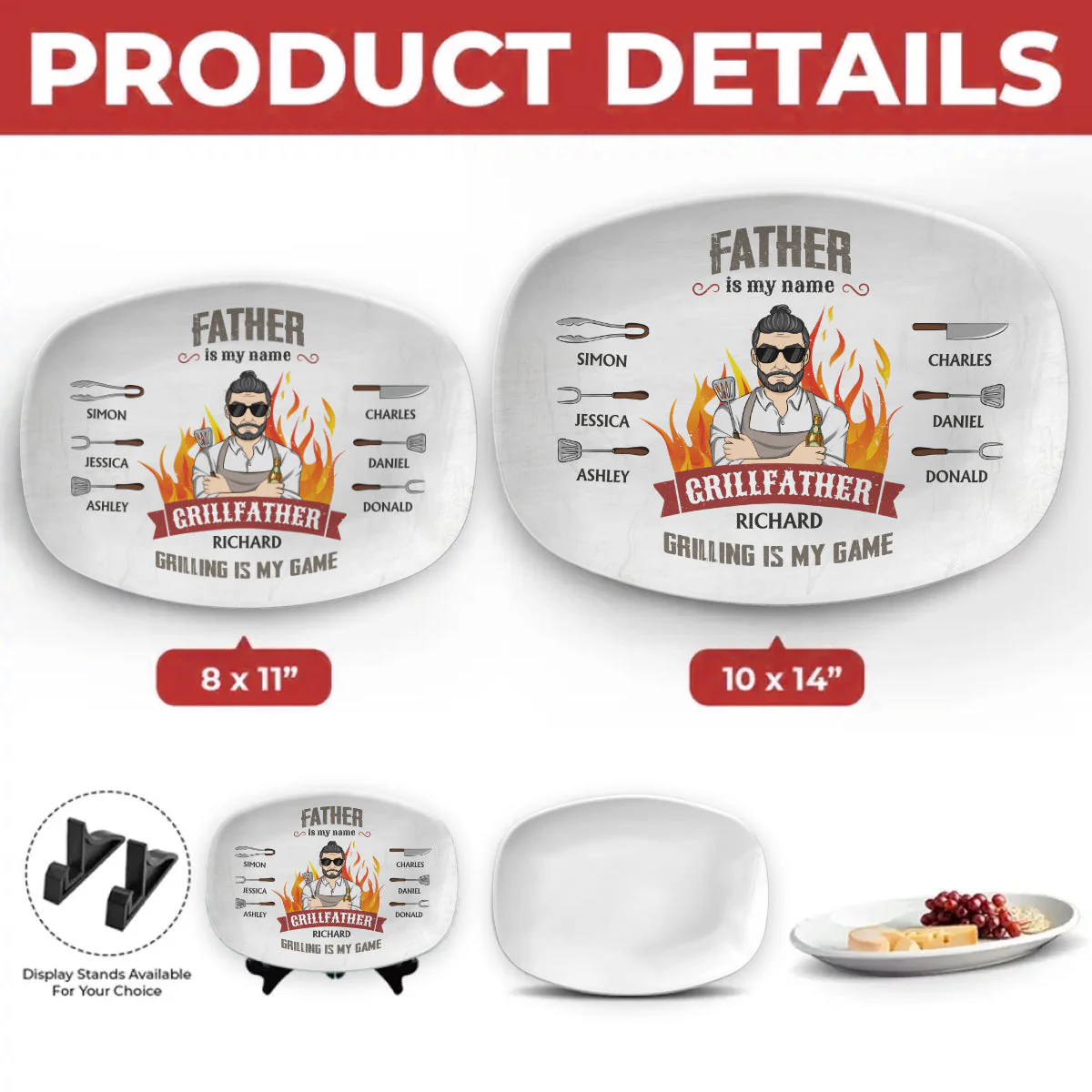 Grilling Is My Game  - Personalized Custom Platter - Image 4