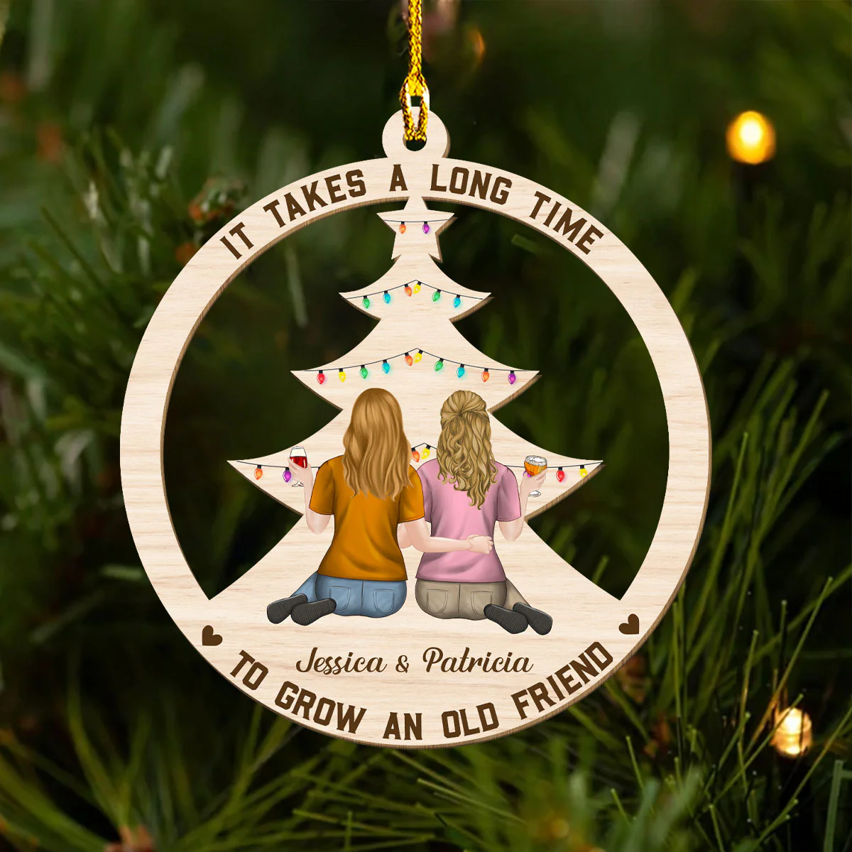Grow An Old Friend - Personalized Custom Wood Ornament - Image 3