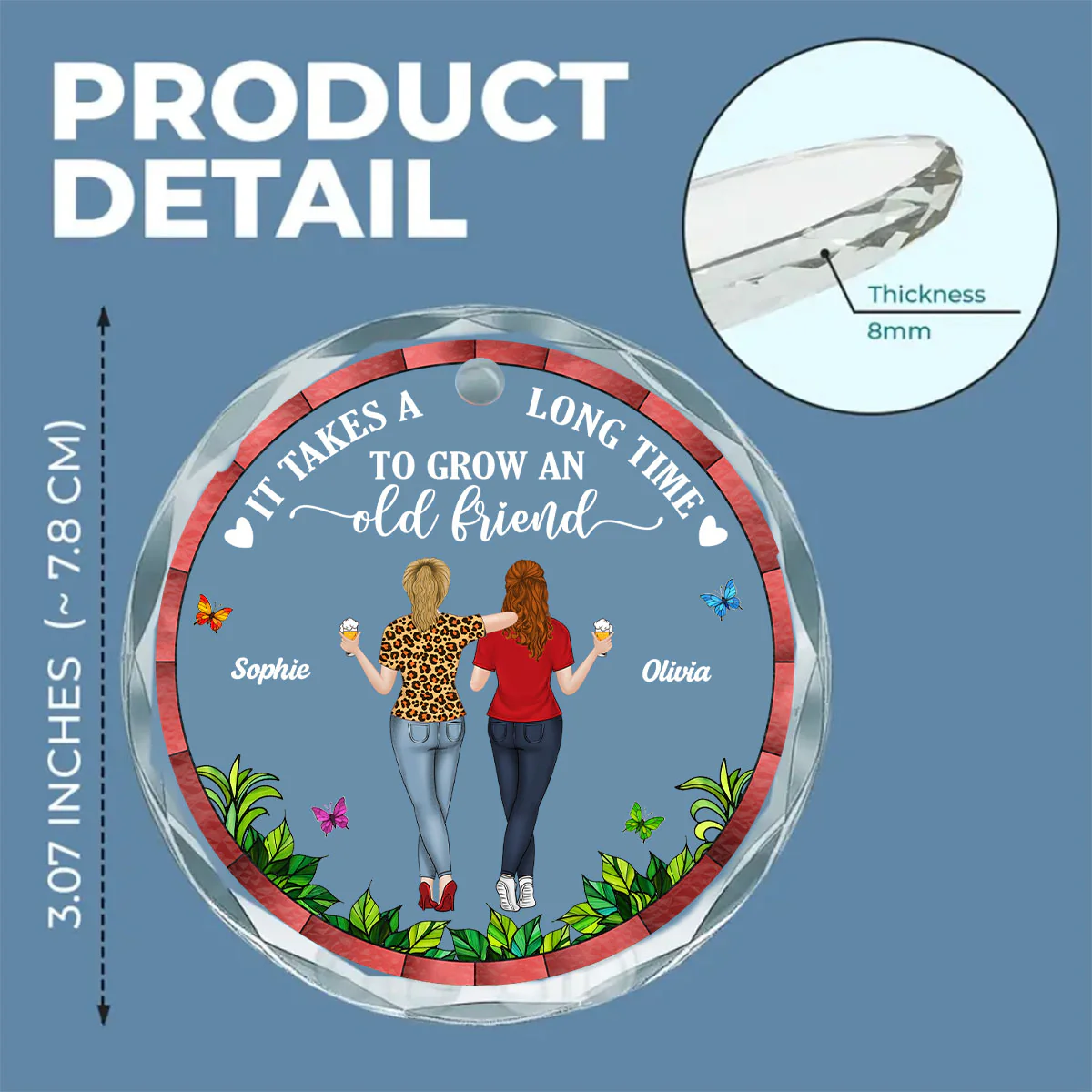 Grow Old Friends - Personalized Custom Glass Ornament - Image 5