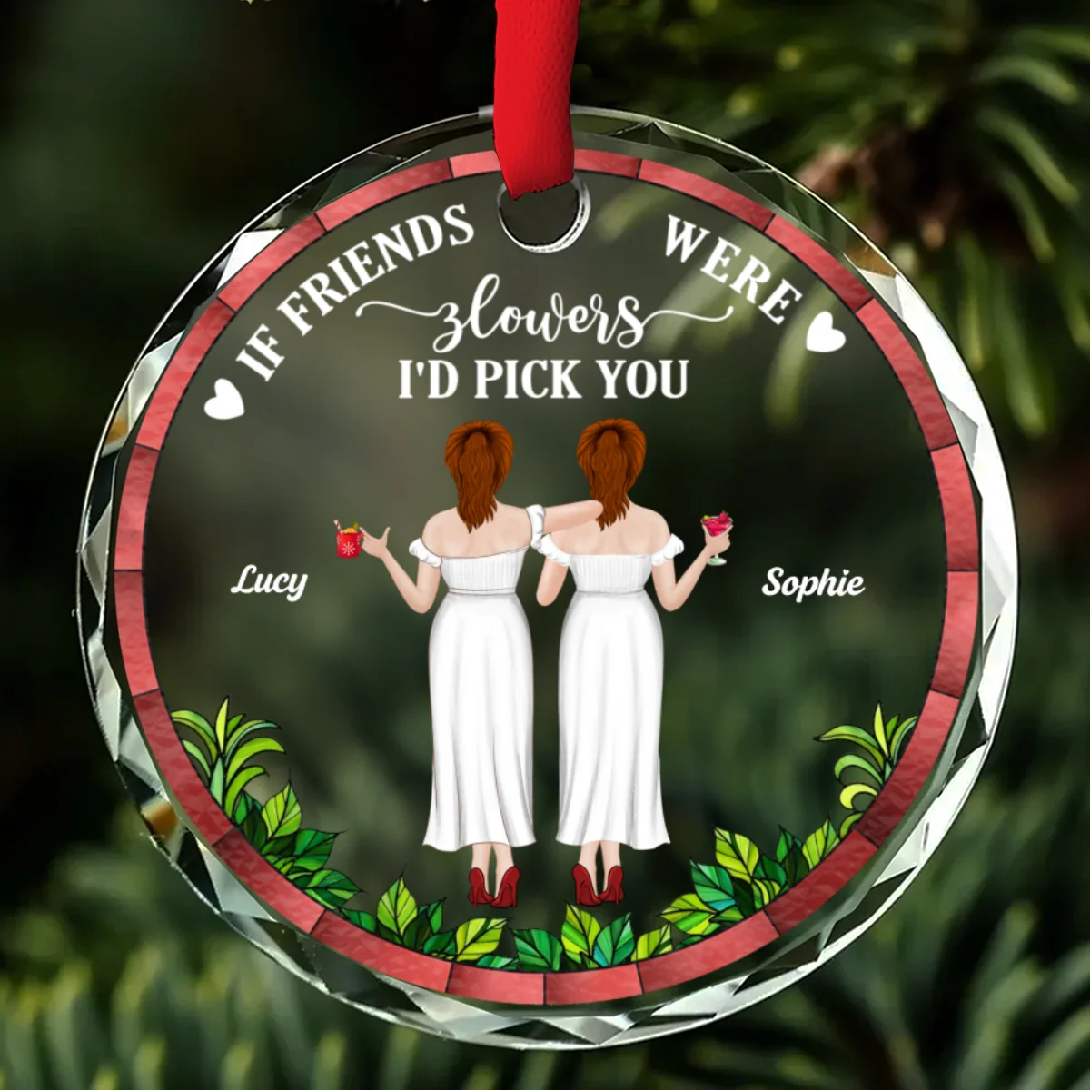 Grow Old Friends - Personalized Custom Glass Ornament - Image 6