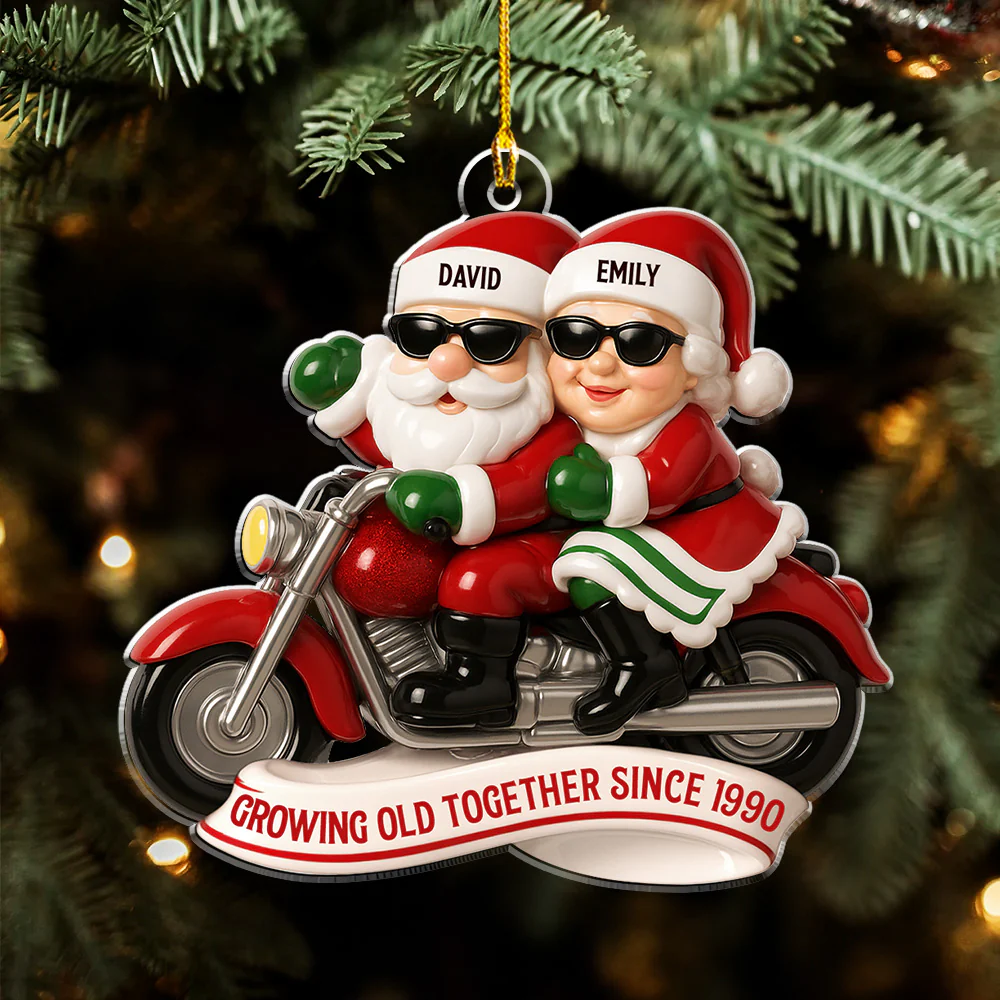 Grow Old Together Motorcycle - Personalized Custom Acrylic Ornament - Image 4