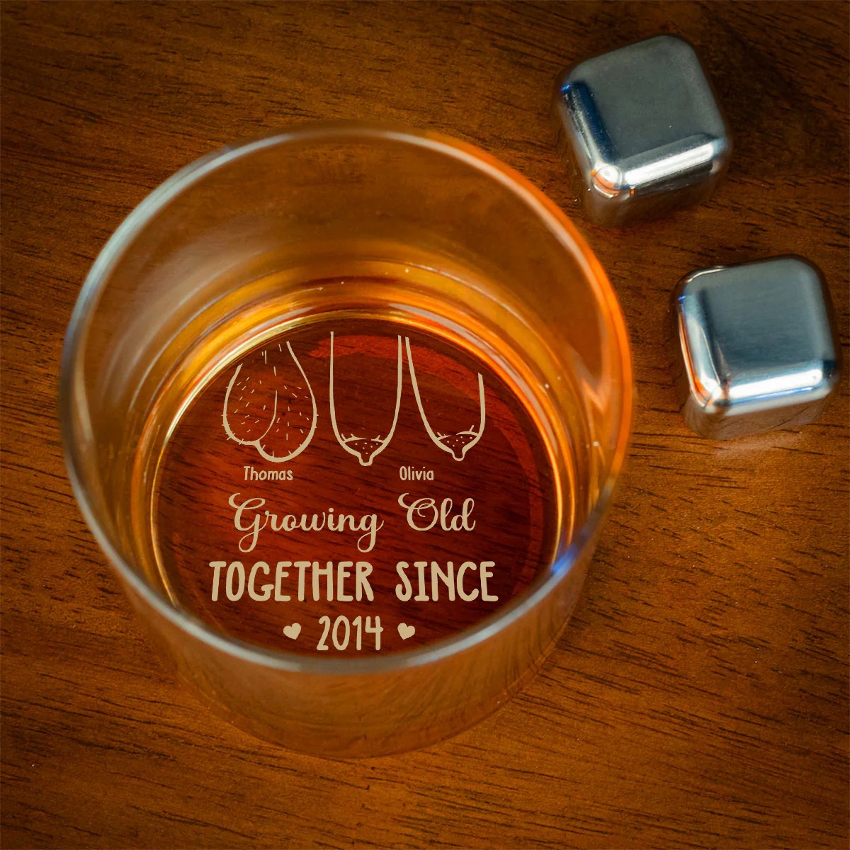 Grow Old Together - Personalized Custom Engraved Whiskey Glass - Image 2