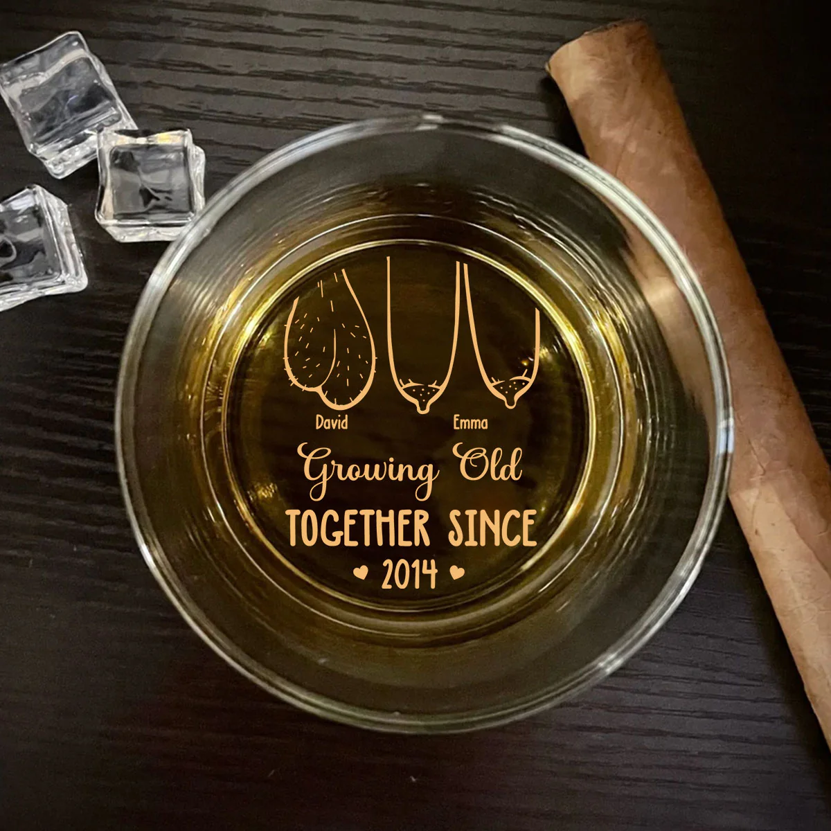 Grow Old Together - Personalized Custom Engraved Whiskey Glass - Image 4