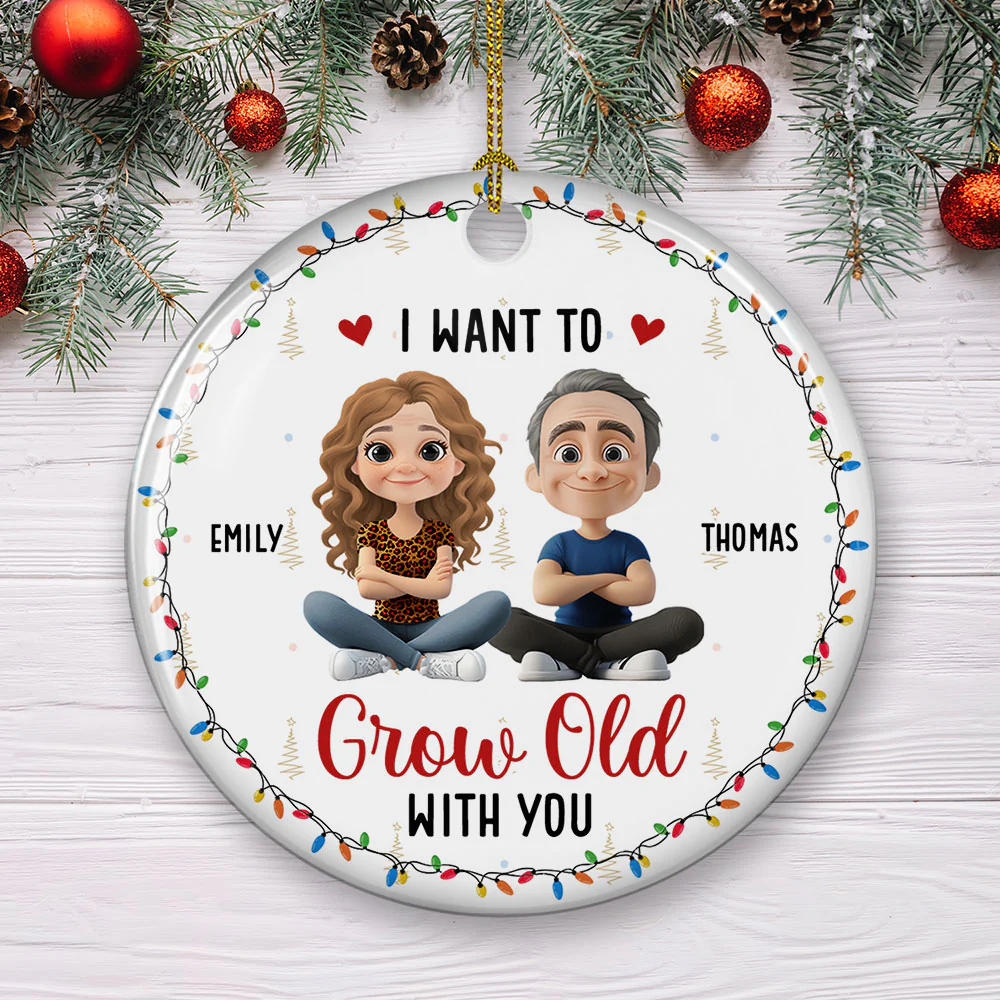Grow Old With My Forever Sweetheart - Personalized Custom Ceramic Ornament - Image 5