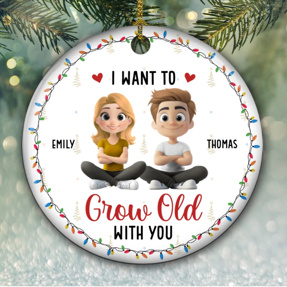 Grow Old With My Forever Sweetheart - Personalized Custom Ceramic Ornament - Image 6