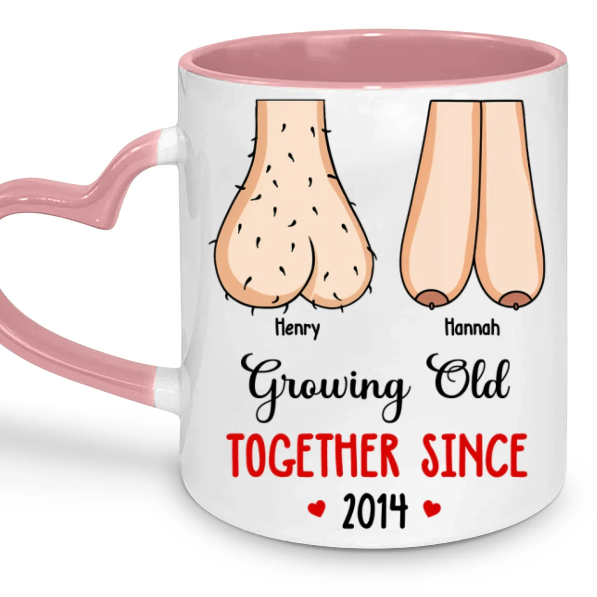 Grow Old With You - Personalized Custom Heart Handle Mug - Image 7
