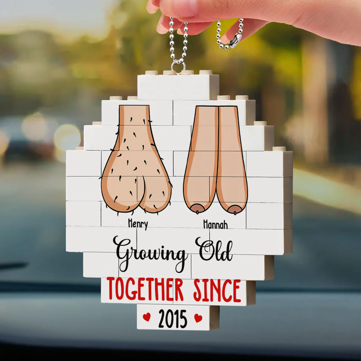 Grow Old With You - Personalized Custom Puzzle Car Ornament - Image 2