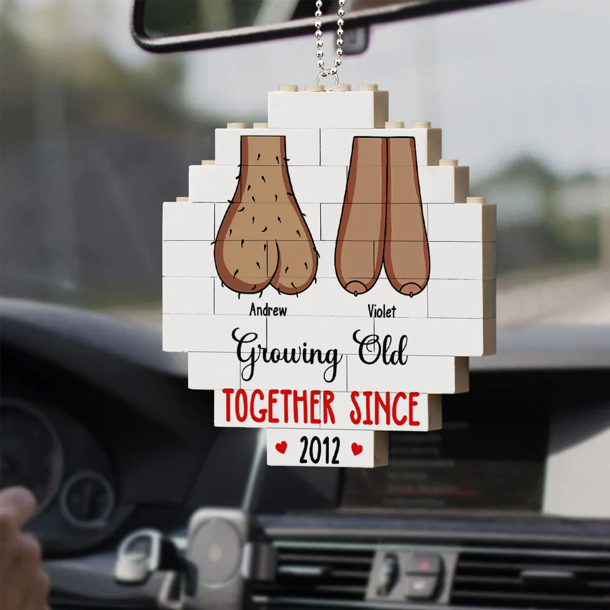 Grow Old With You - Personalized Custom Puzzle Car Ornament - Image 4