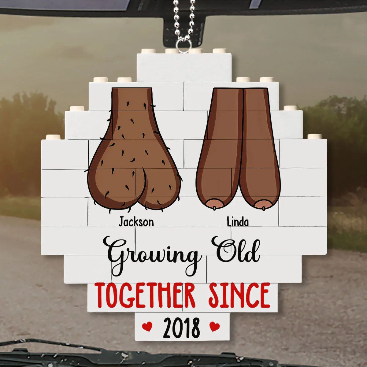 Grow Old With You - Personalized Custom Puzzle Car Ornament - Image 5