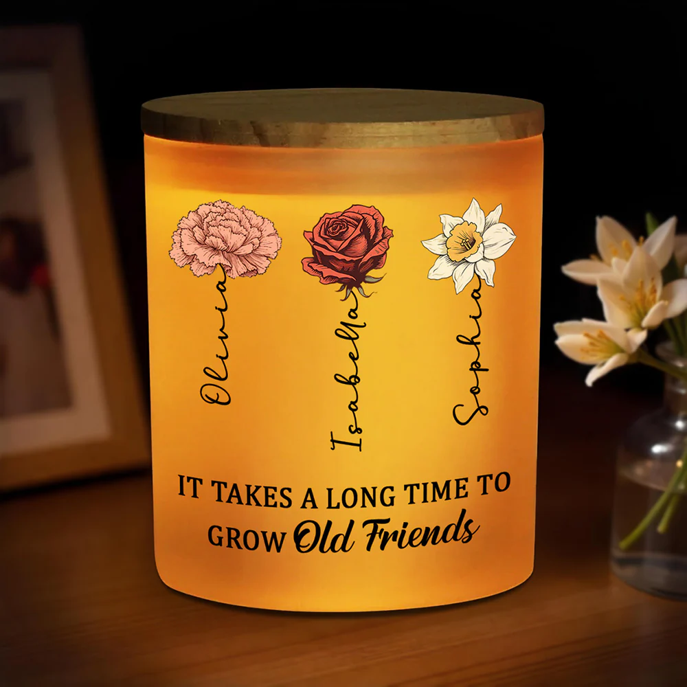 Growing An Old Friend - Personalized Custom Glass Jar With LED Candle