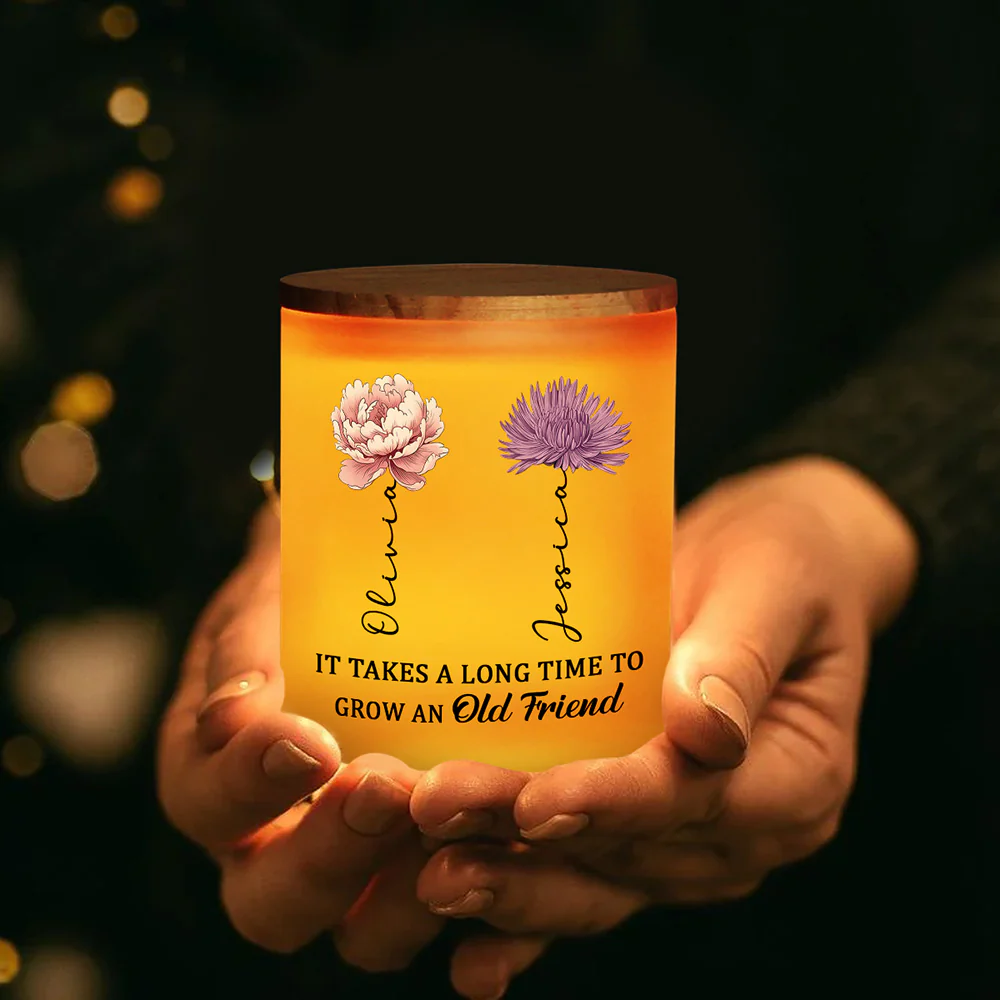 Growing An Old Friend - Personalized Custom Glass Jar With LED Candle - Image 3