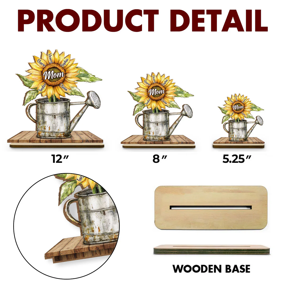 Growing Family Love - Personalized Custom 2-Layer Wood Plaque With Flat Base - Image 5