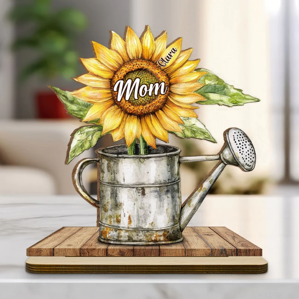 Growing Family Love - Personalized Custom 2-Layer Wood Plaque With Flat Base - Image 6