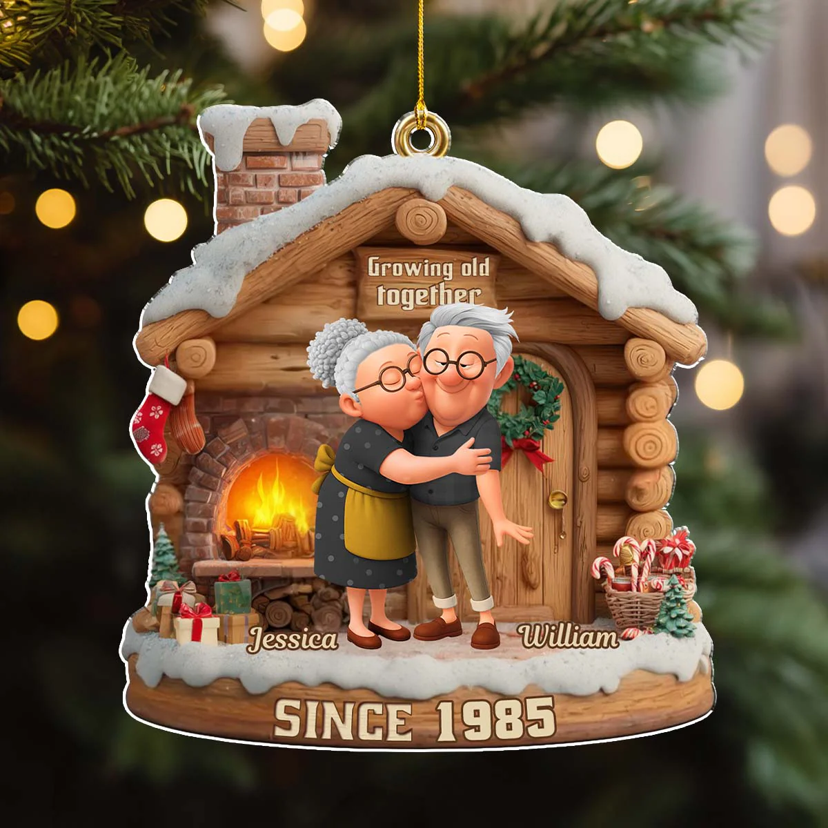 Growing Old Together Christmas - Personalized Custom Acrylic Ornament - Image 2