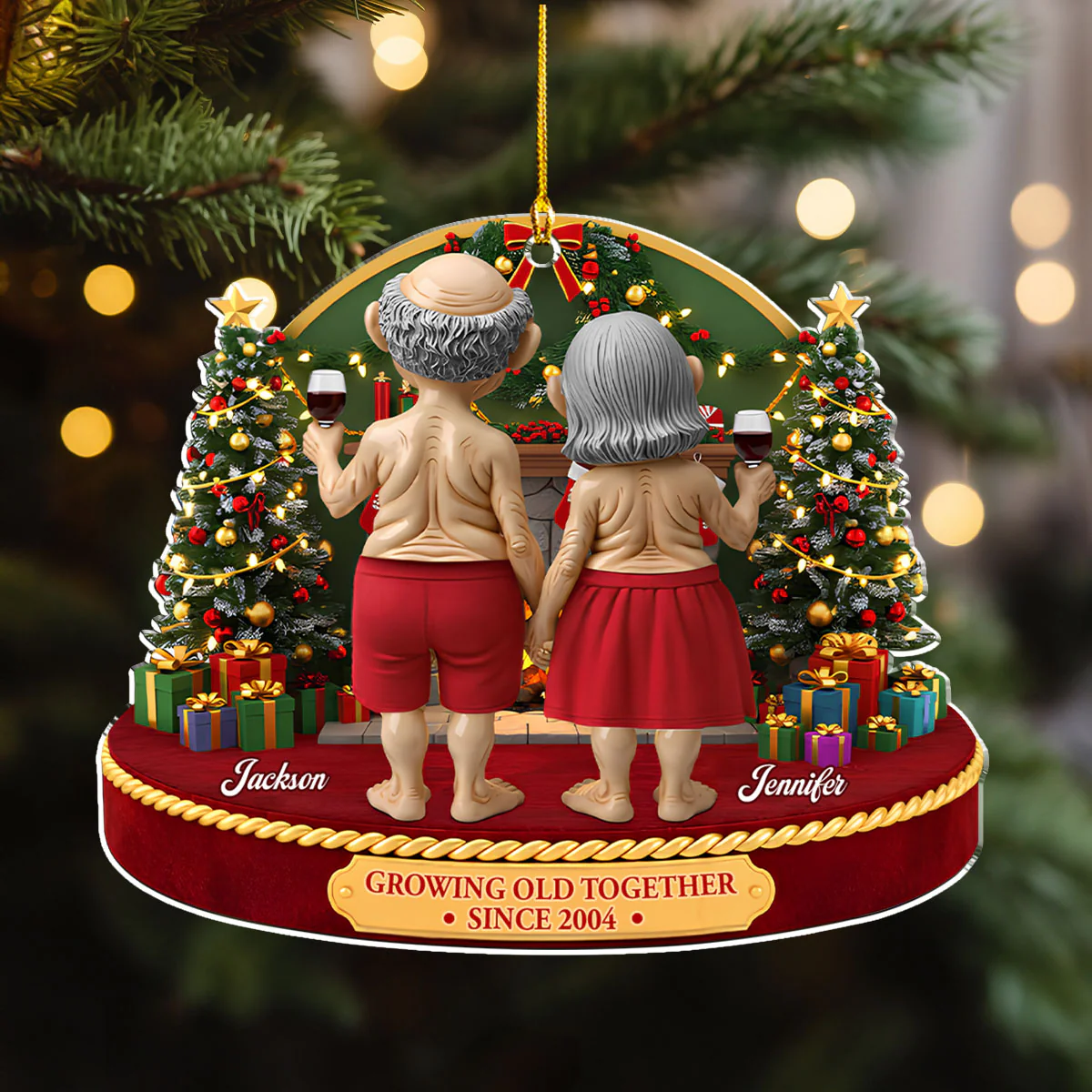 Growing Old Together Funny - Personalized Custom Acrylic Ornament