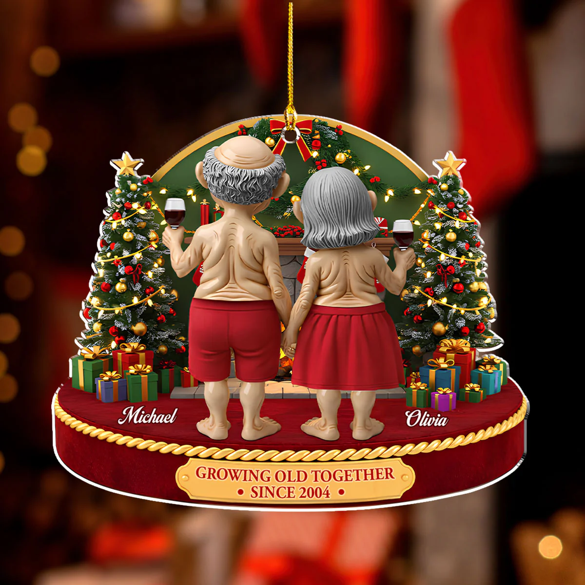 Growing Old Together Funny - Personalized Custom Acrylic Ornament - Image 2