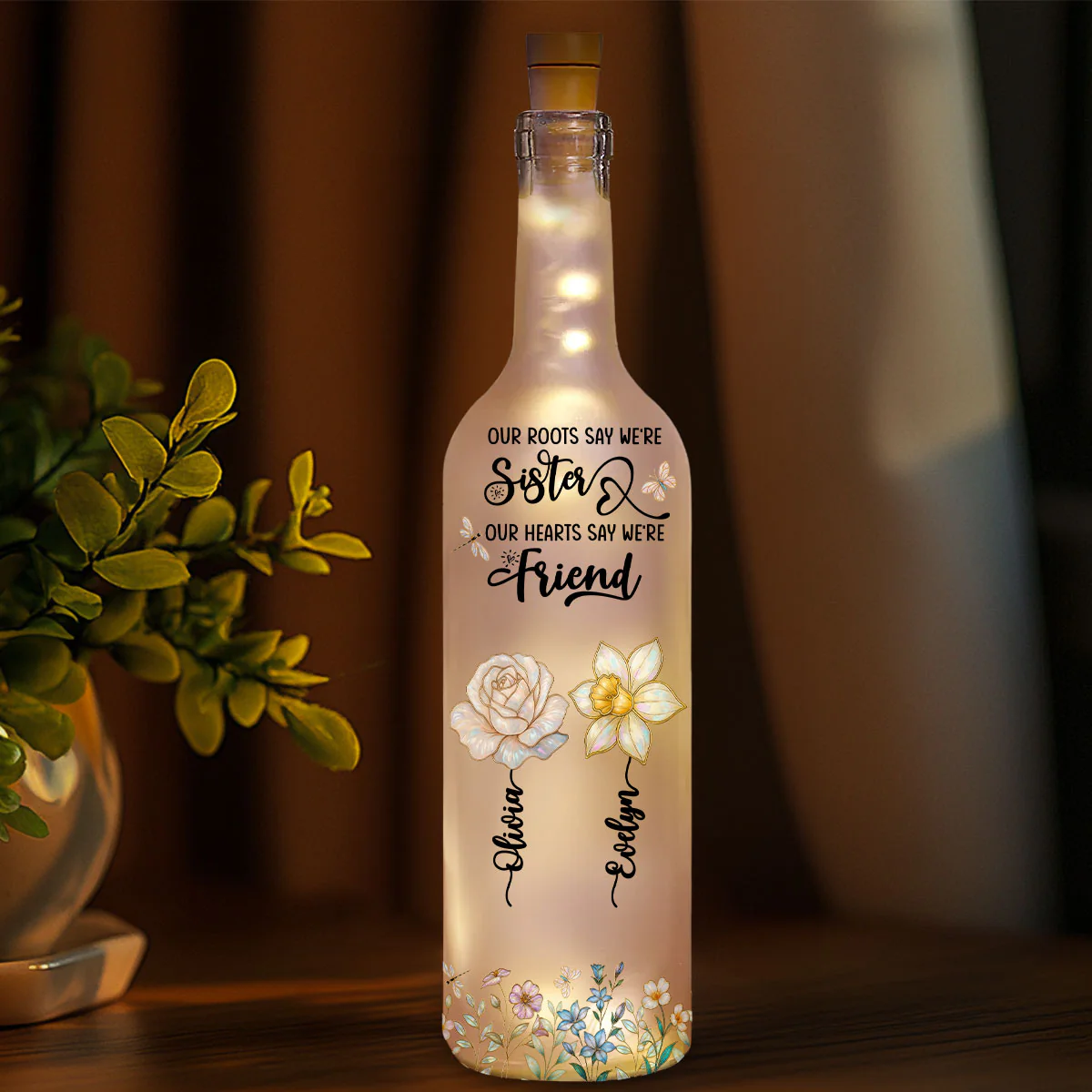 Growing Together Blooming Forever - Personalized Custom Bottle Lamp