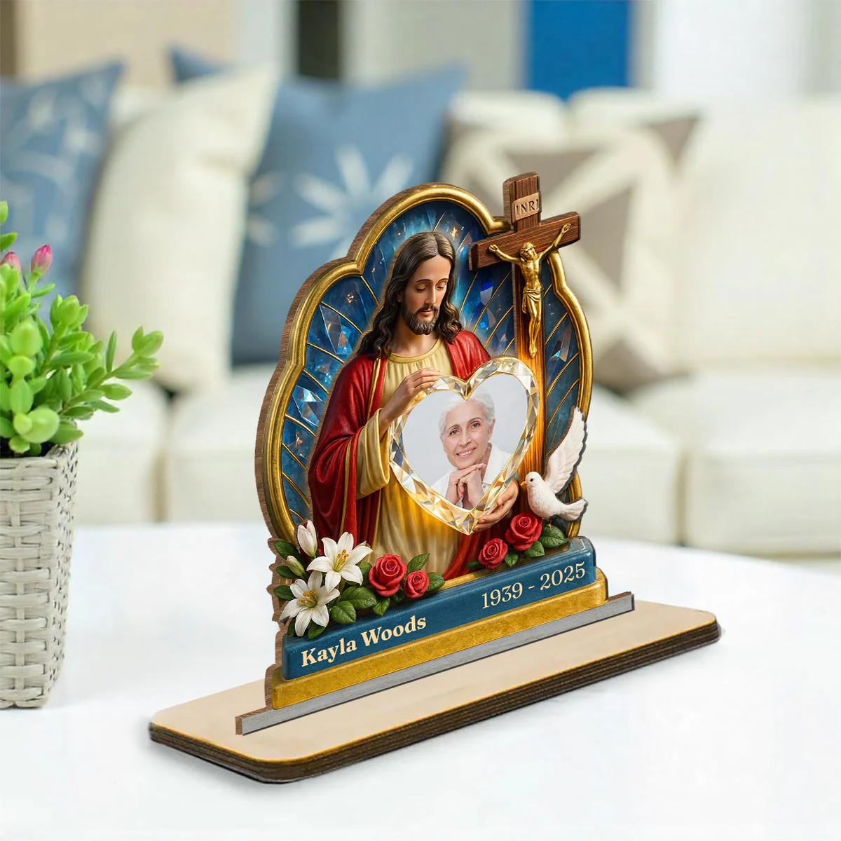 Guardian Of My Heart - Personalized Custom 2-Layer Wood Plaque With Flat Base - Image 3