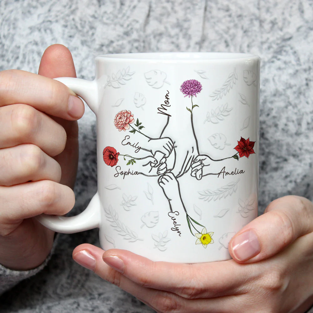 Hand In Hand, Heart In Heart - Personalized Custom 3D Inflated Effect Mug - Image 3