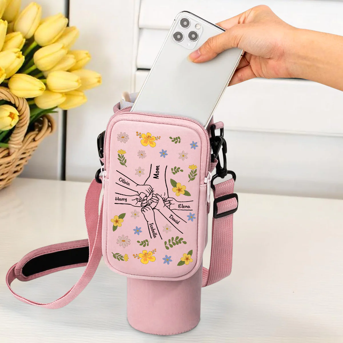 Hand In Hand - Personalized Custom Water Bottle Carrier Bag - Image 2