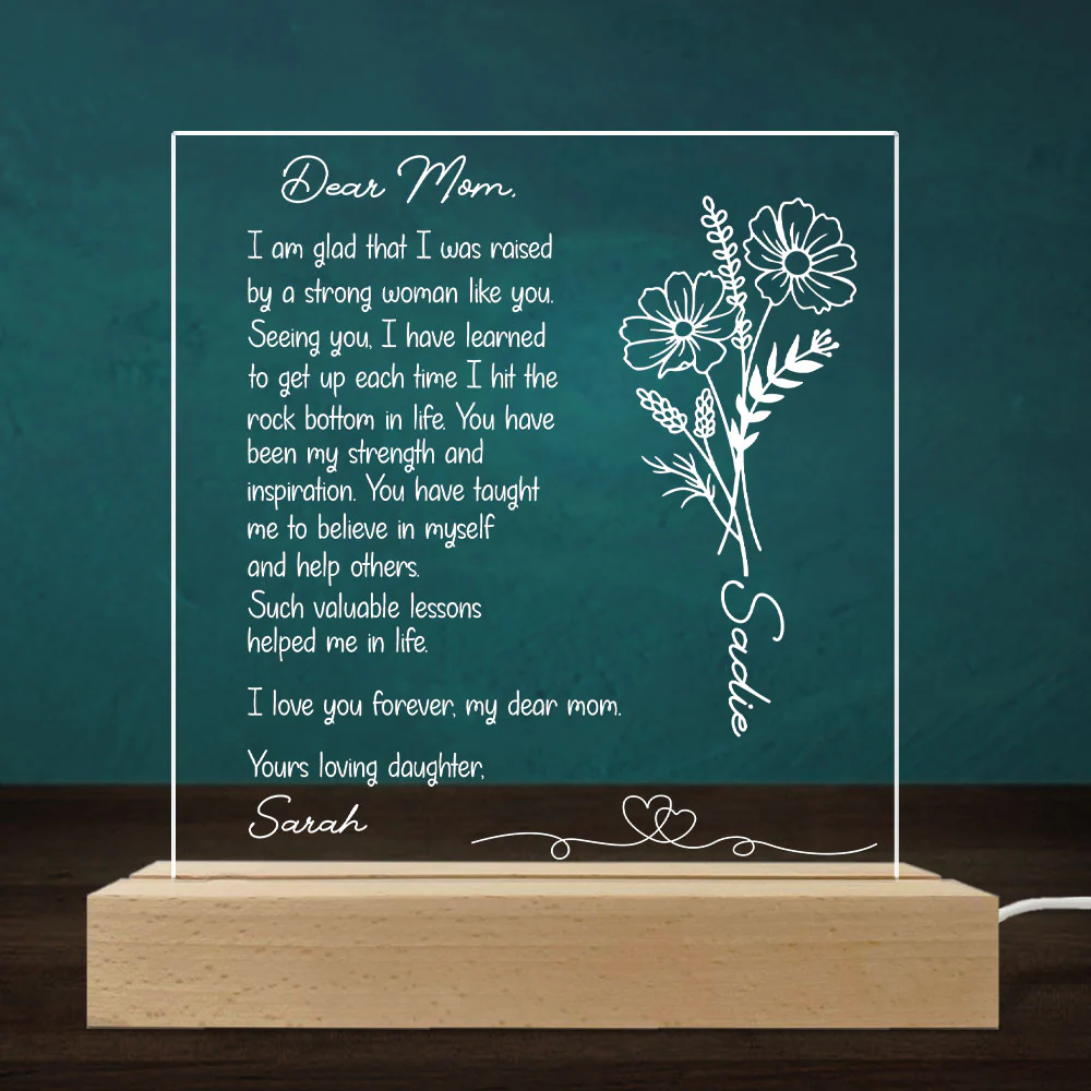 Hand Written Letter Gift For Mom - Personalized Custom LED Light - Image 3
