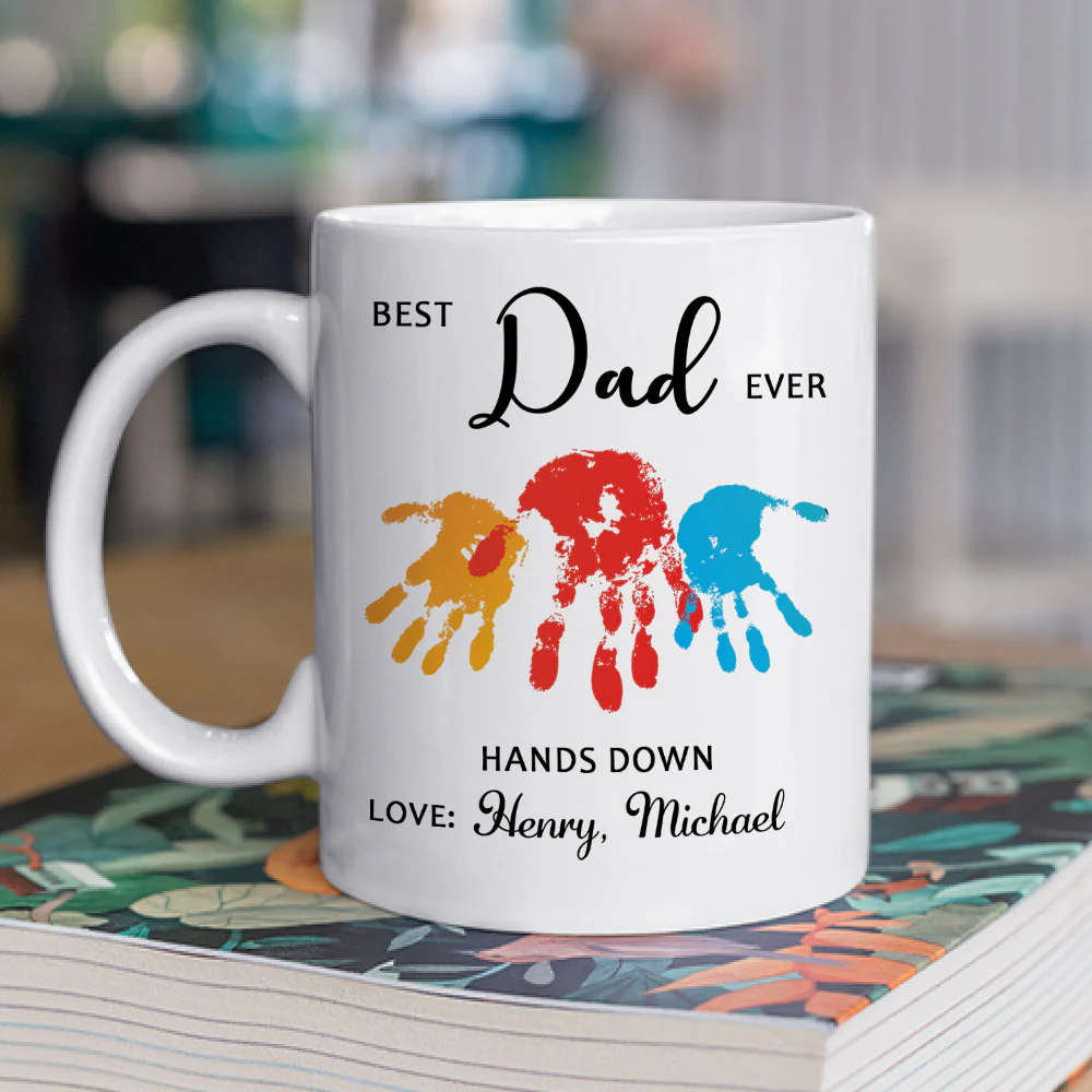 Hands Down Best Dad Ever - Personalized Custom Coffee Mug - Image 2