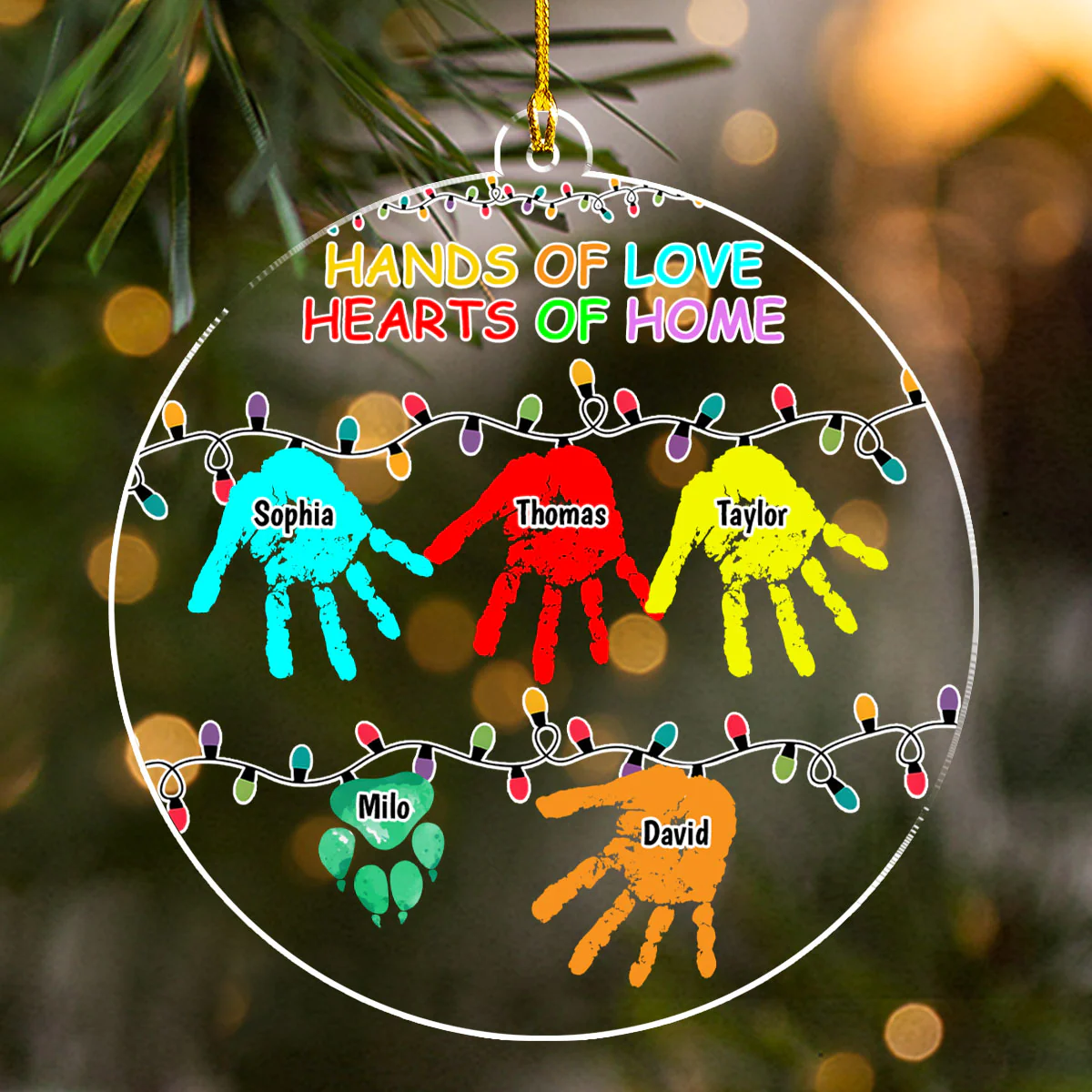 Hands Of Love - Personalized Custom Acrylic Ornament - Image 2