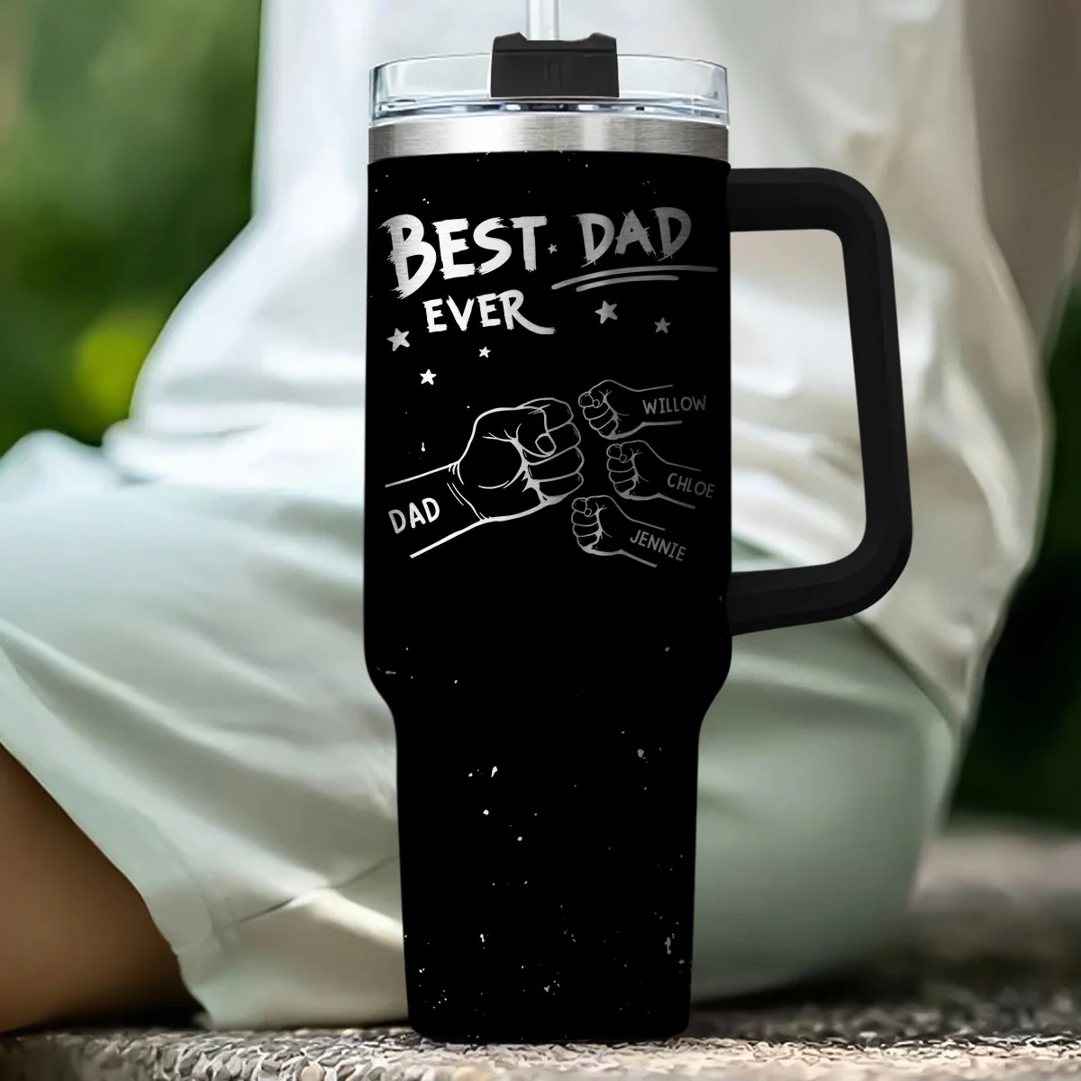Handsome Dad Ever - Personalized Custom Engraved 40oz Tumbler With Handle - Image 2