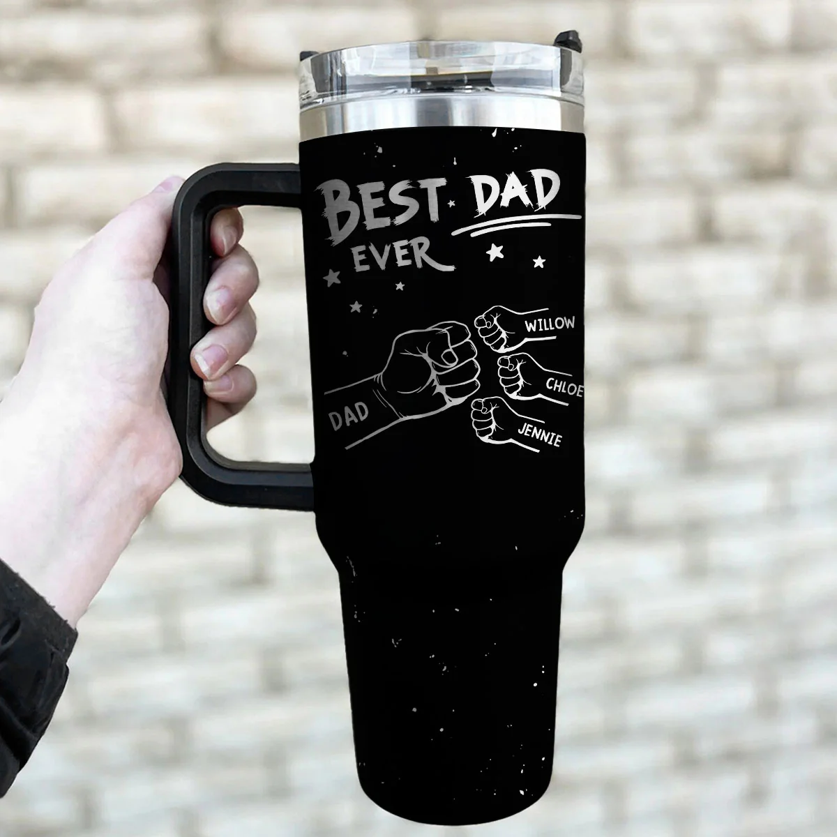 Handsome Dad Ever - Personalized Custom Engraved 40oz Tumbler With Handle - Image 3