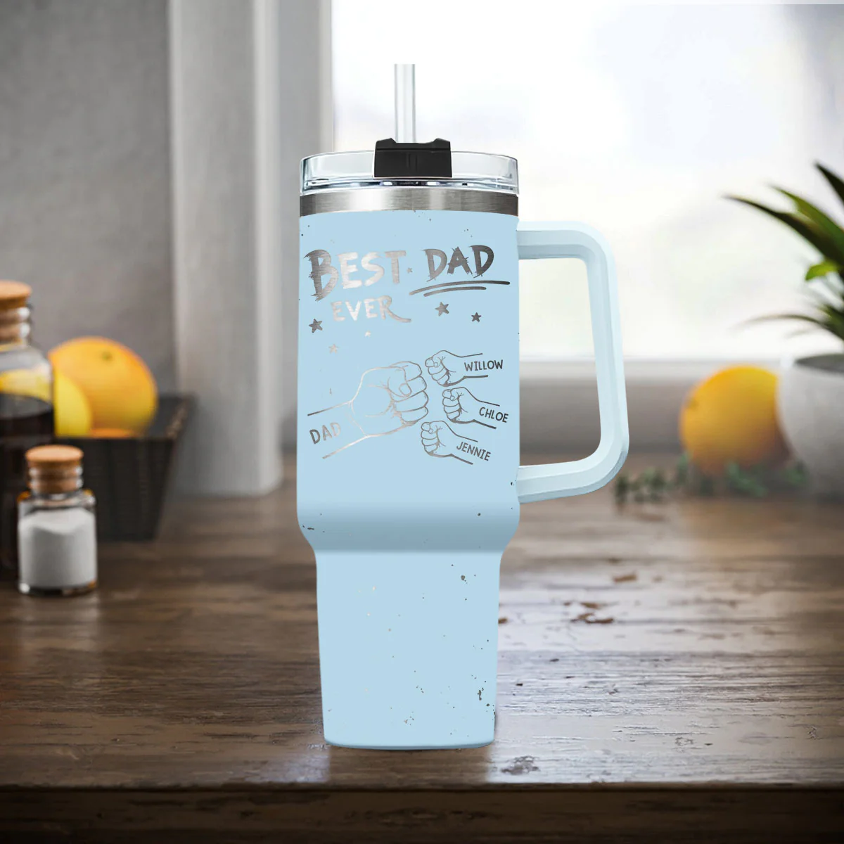 Handsome Dad Ever - Personalized Custom Engraved 40oz Tumbler With Handle - Image 4