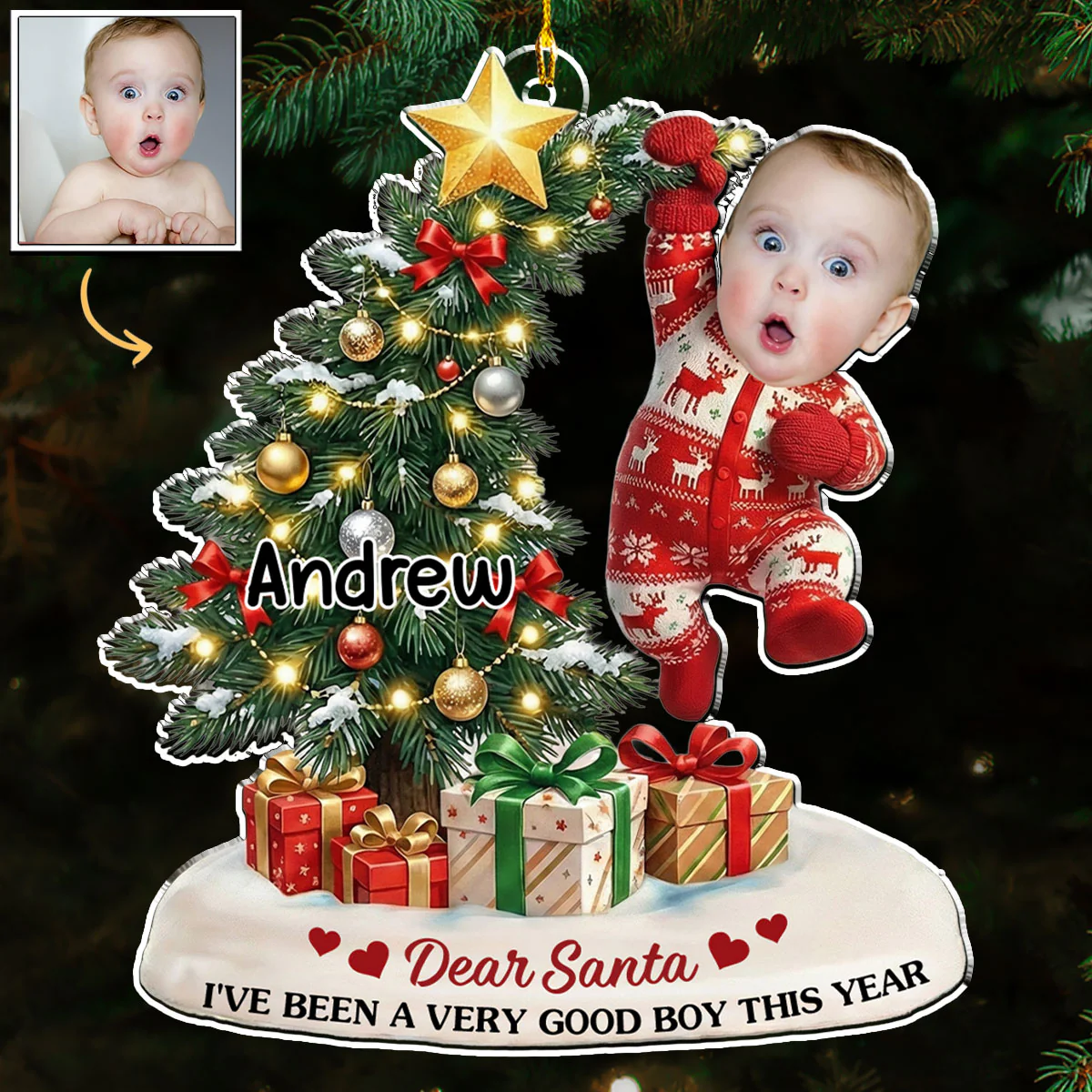 Hang In There - Personalized Custom 3D Effect Acrylic Ornament