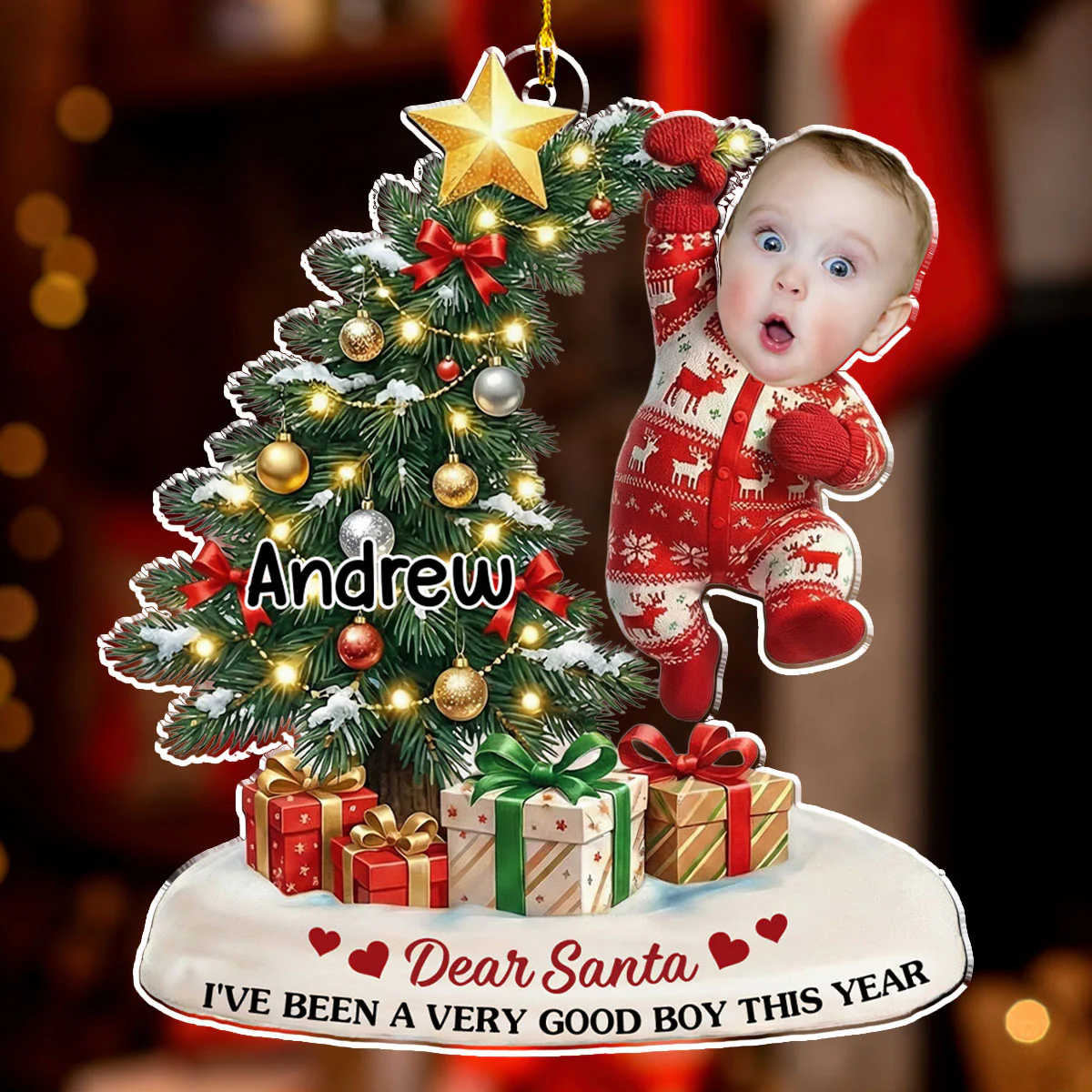 Hang In There - Personalized Custom 3D Effect Acrylic Ornament - Image 2