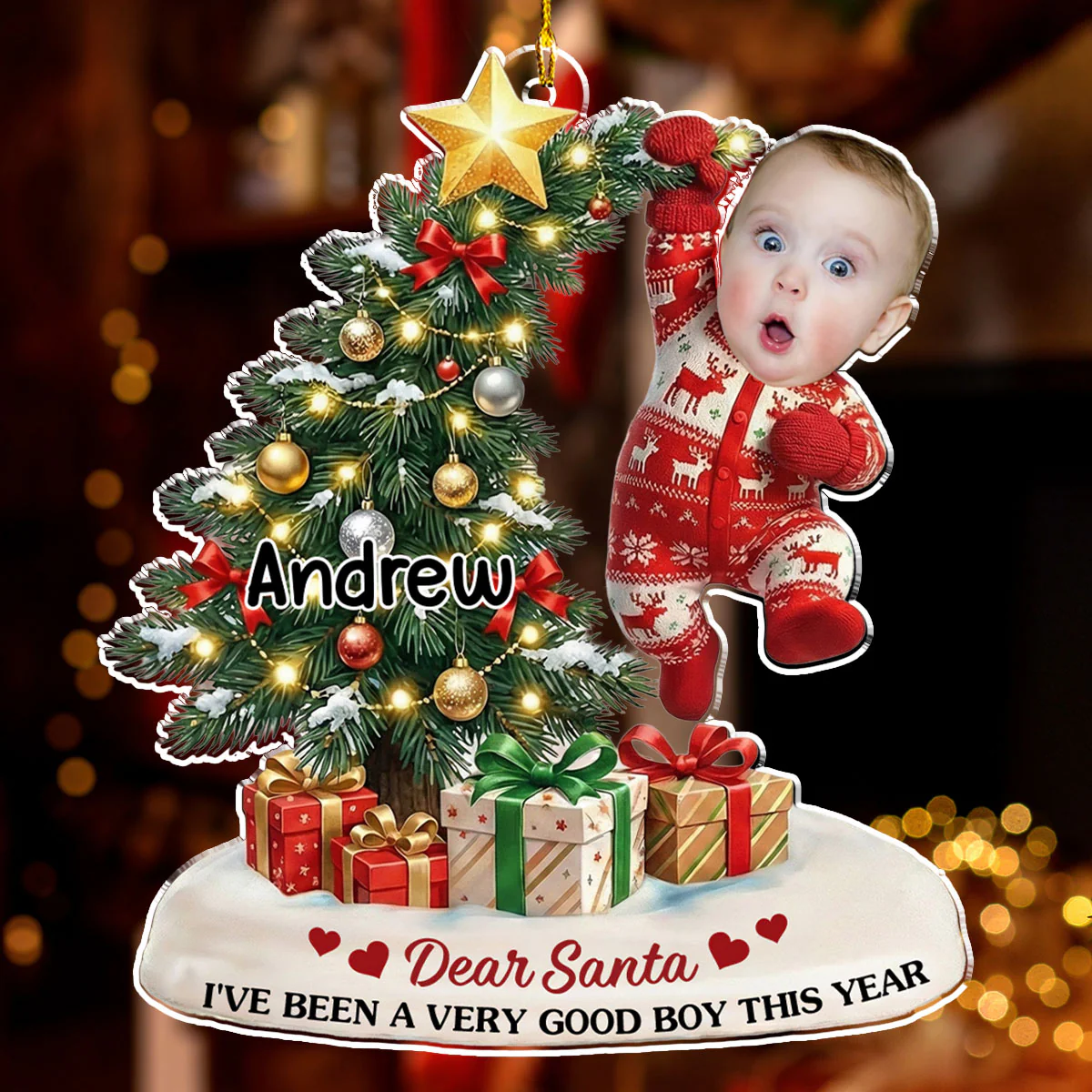 Hang In There - Personalized Custom 3D Effect Acrylic Ornament - Image 3