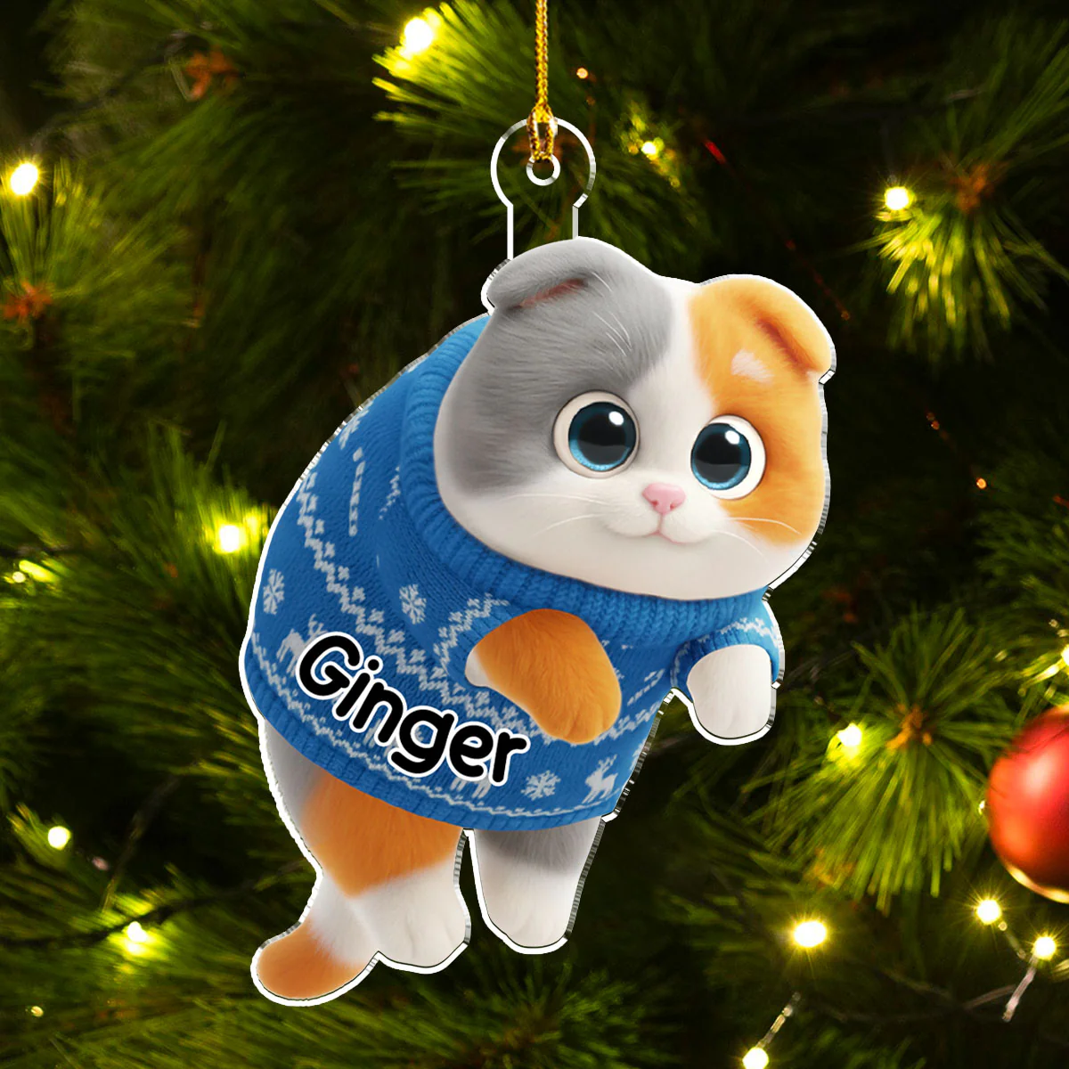 Hanging Cat Cartoonize - Personalized Custom Acrylic Ornament - Image 5