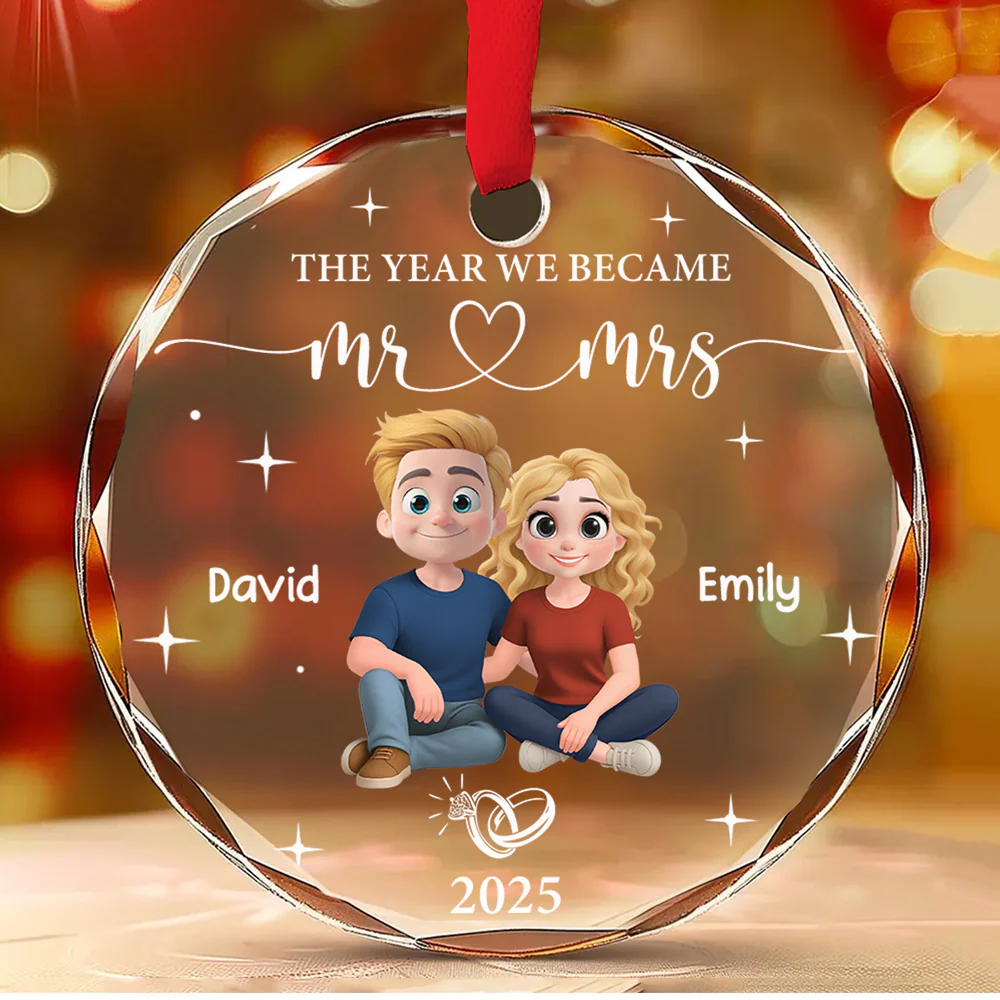 Happily Ever After Begins - Personalized Custom Glass Ornament - Image 2