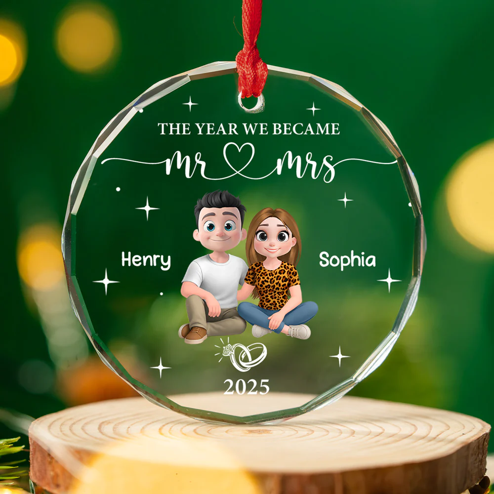 Happily Ever After Begins - Personalized Custom Glass Ornament - Image 3