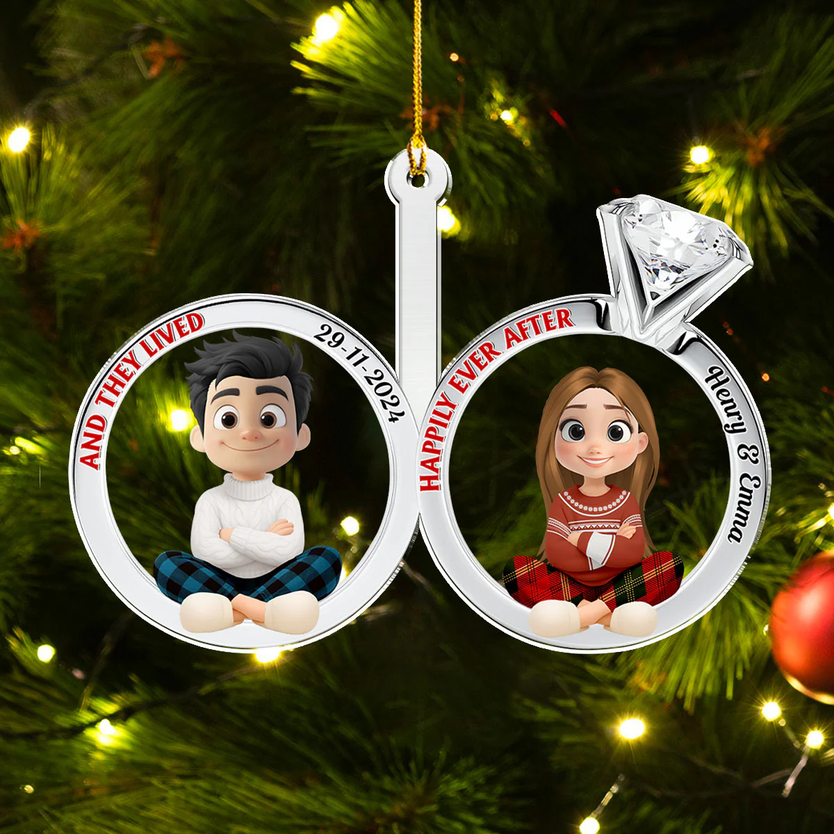 Happily Ever After Couple - Personalized Custom Acrylic Ornament - Image 4
