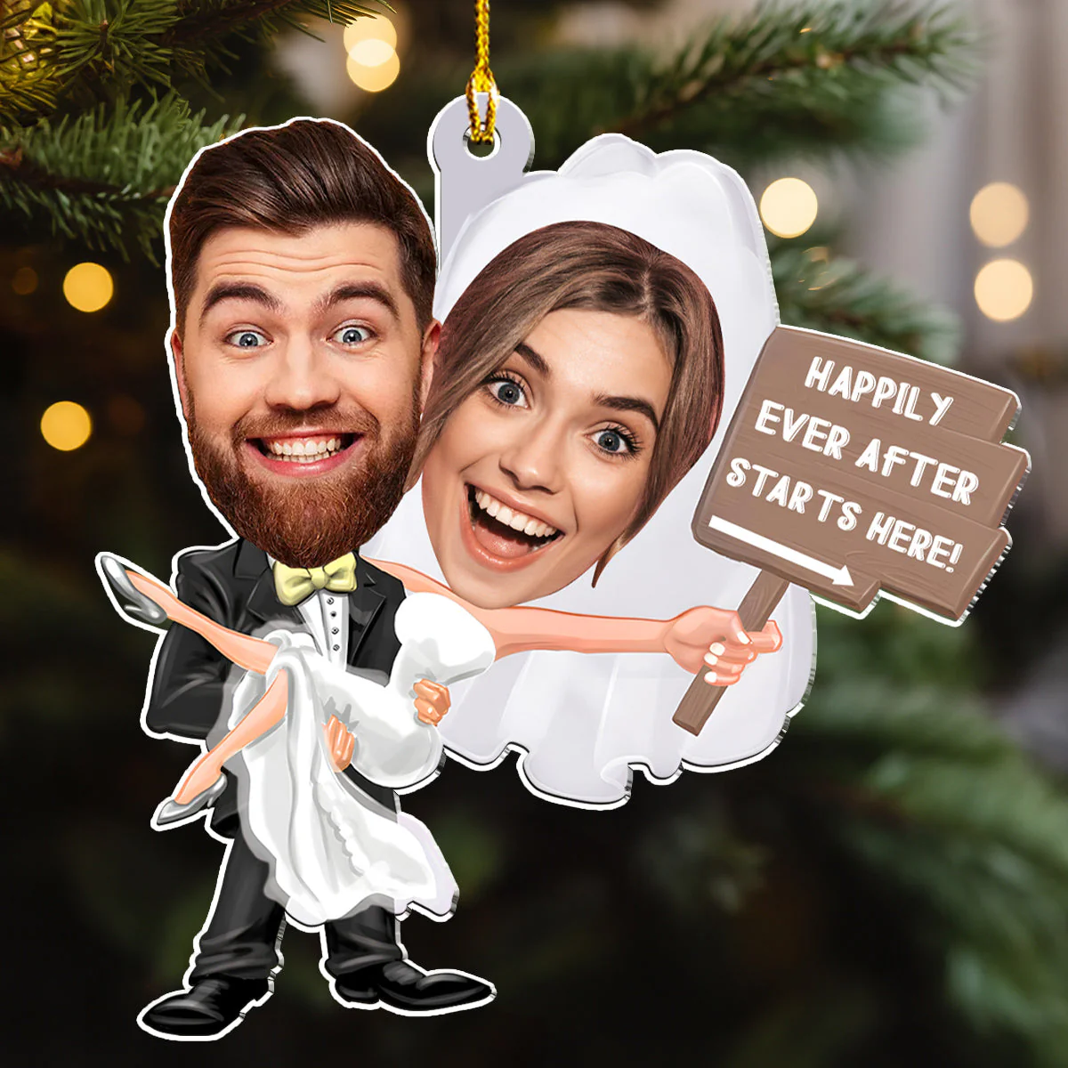 Happily Ever After - Personalized Custom Acrylic Ornament - Image 2