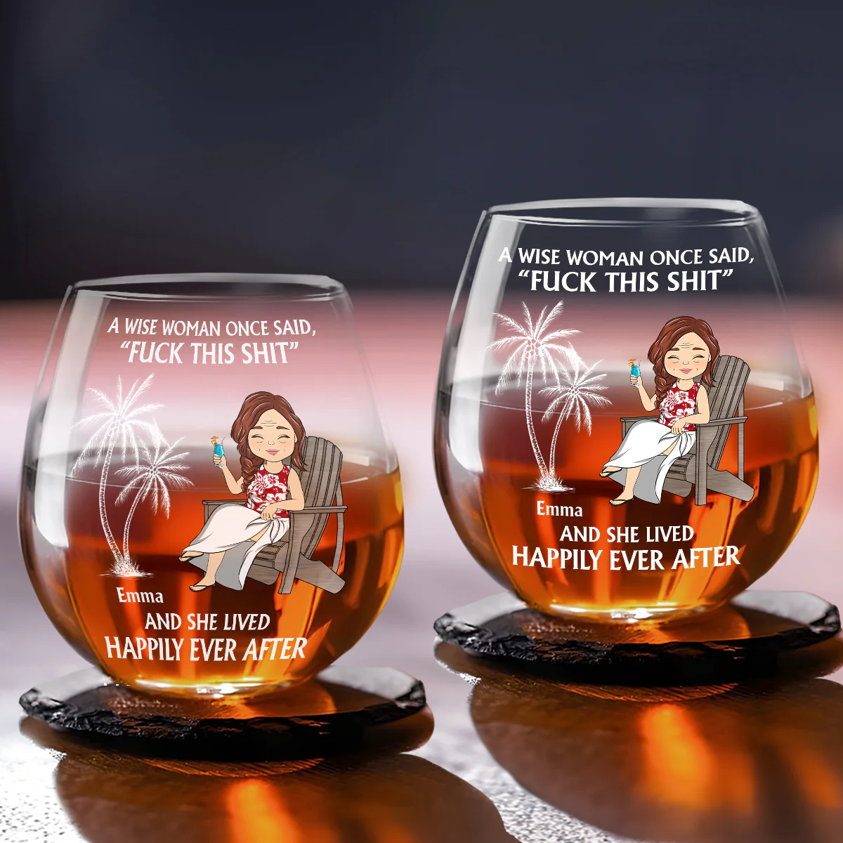 Happily Ever After - Personalized Custom Wine Glass - Image 4
