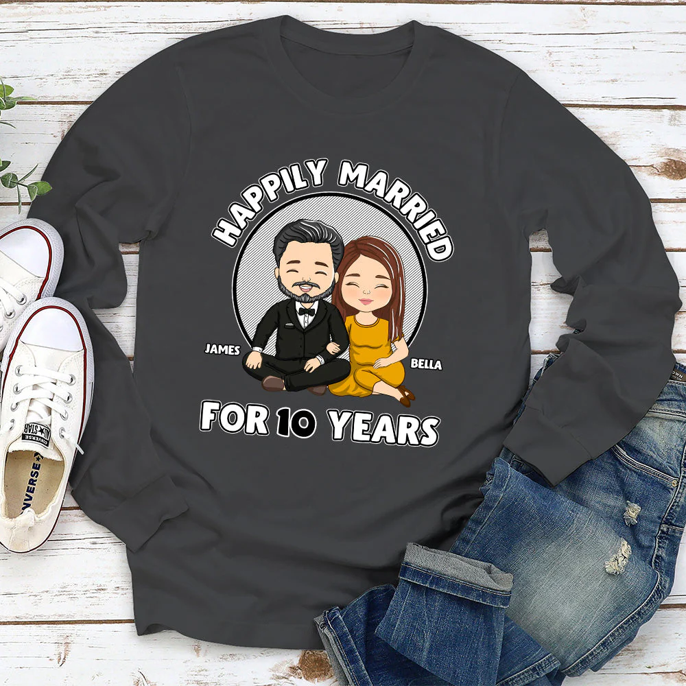 Happily Married - Personalized Custom Long Sleeve T-shirt - Image 4