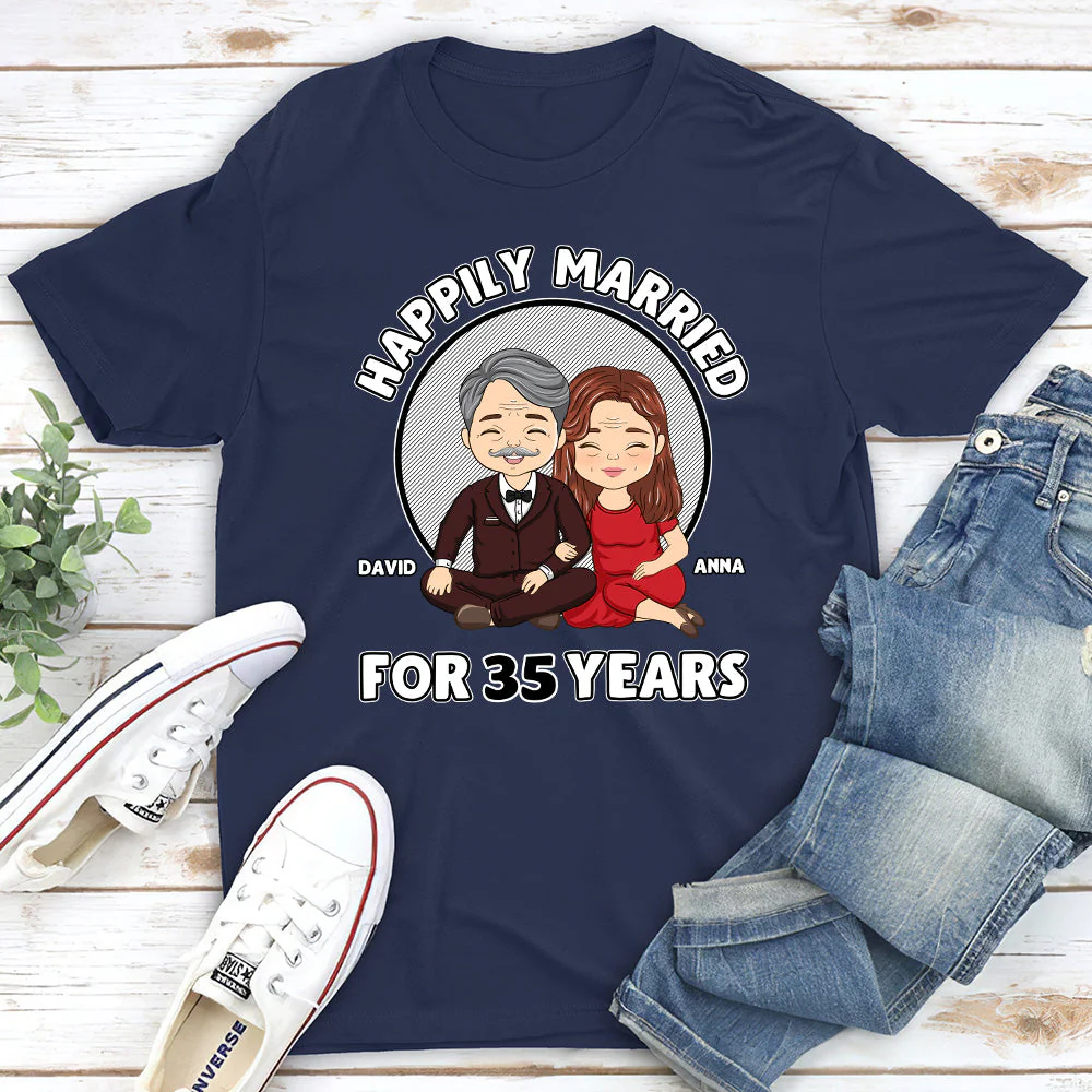 Happily Married - Personalized Custom Classic T-shirt - Image 2