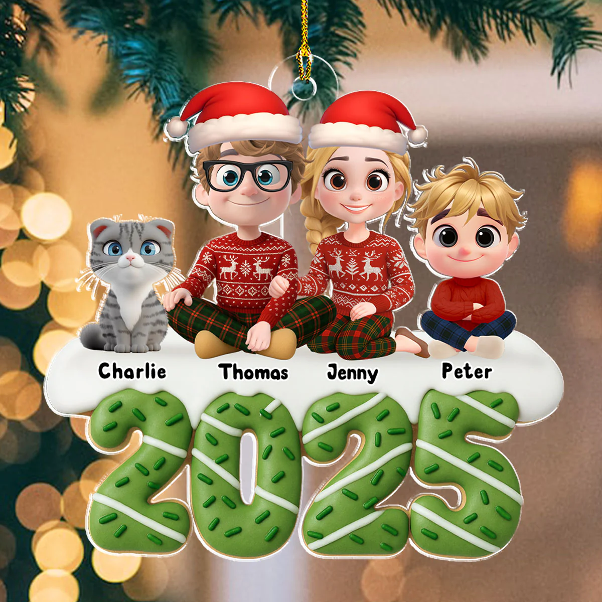 Happiness Baked Into Every Holiday Moment  - Personalized Custom Acrylic Ornament - Image 2