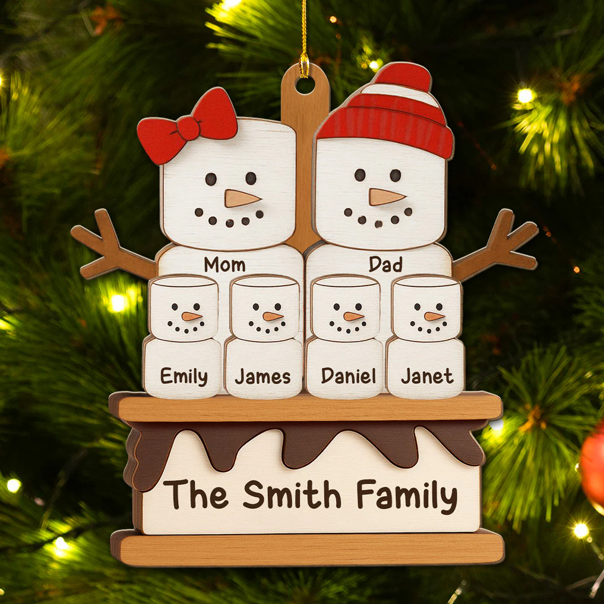 Happiness Melts With Every Bite - Personalized Custom 3D Effect Wood Ornament