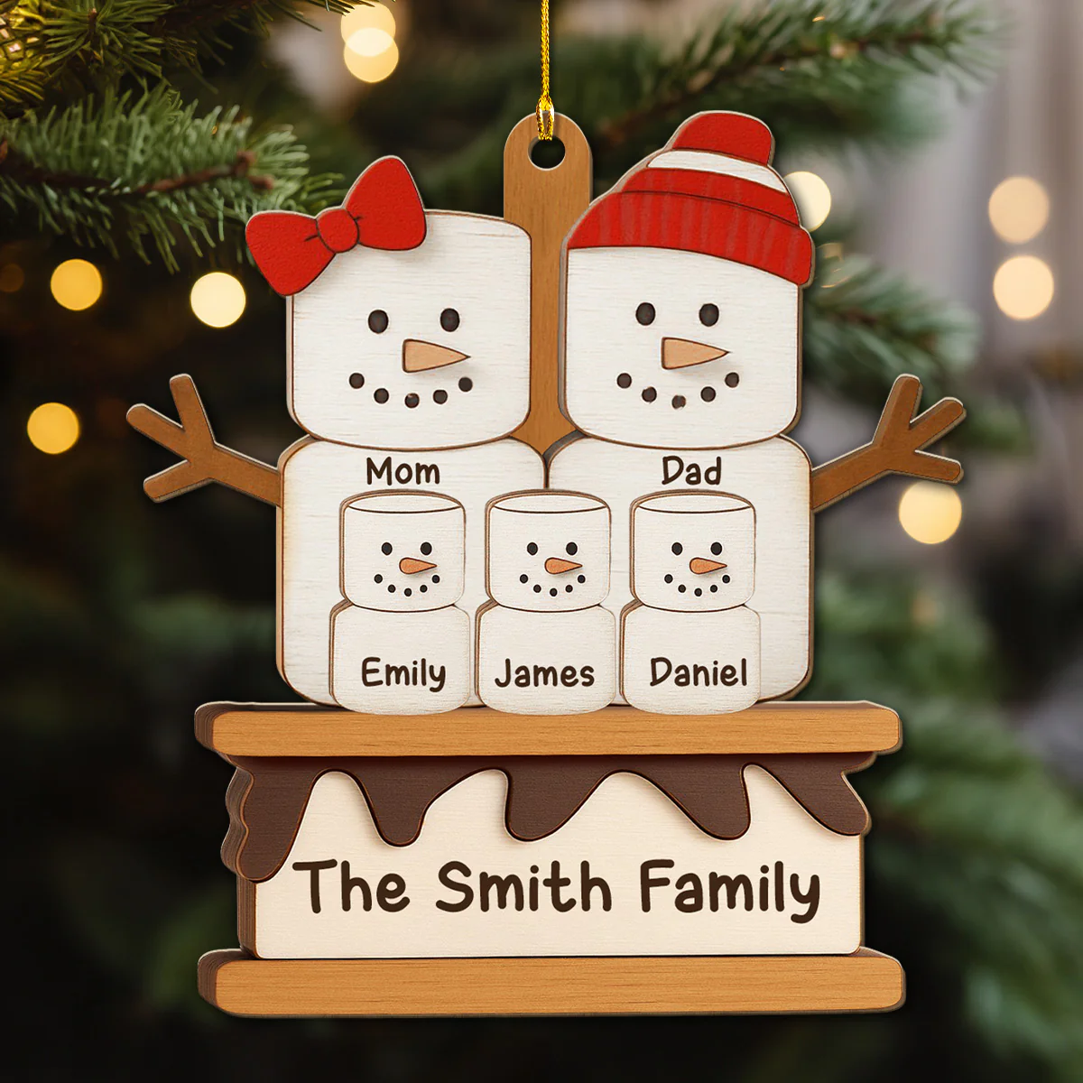 Happiness Melts With Every Bite - Personalized Custom 3D Effect Wood Ornament - Image 4